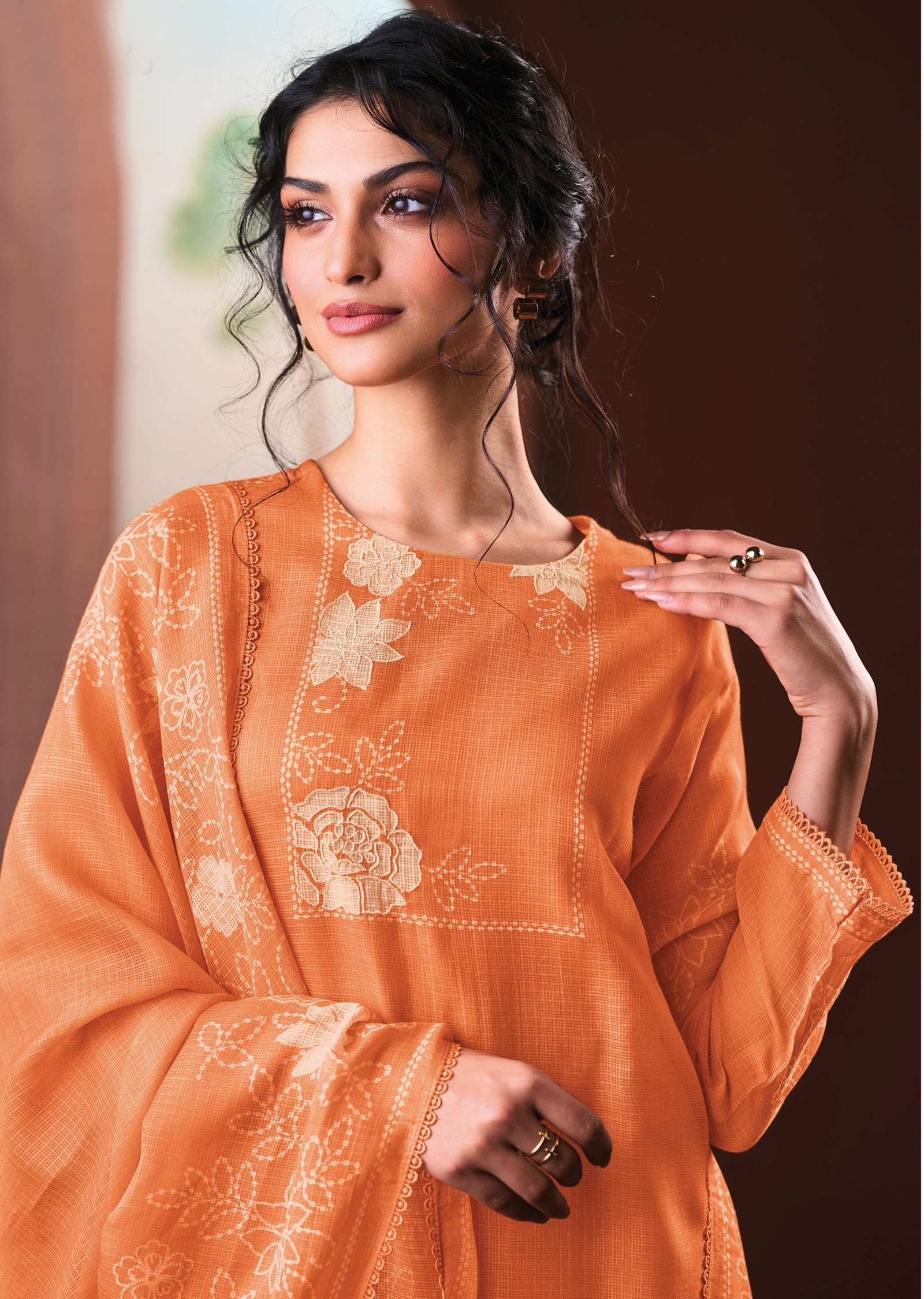 Orange Kota Straight cut Suit