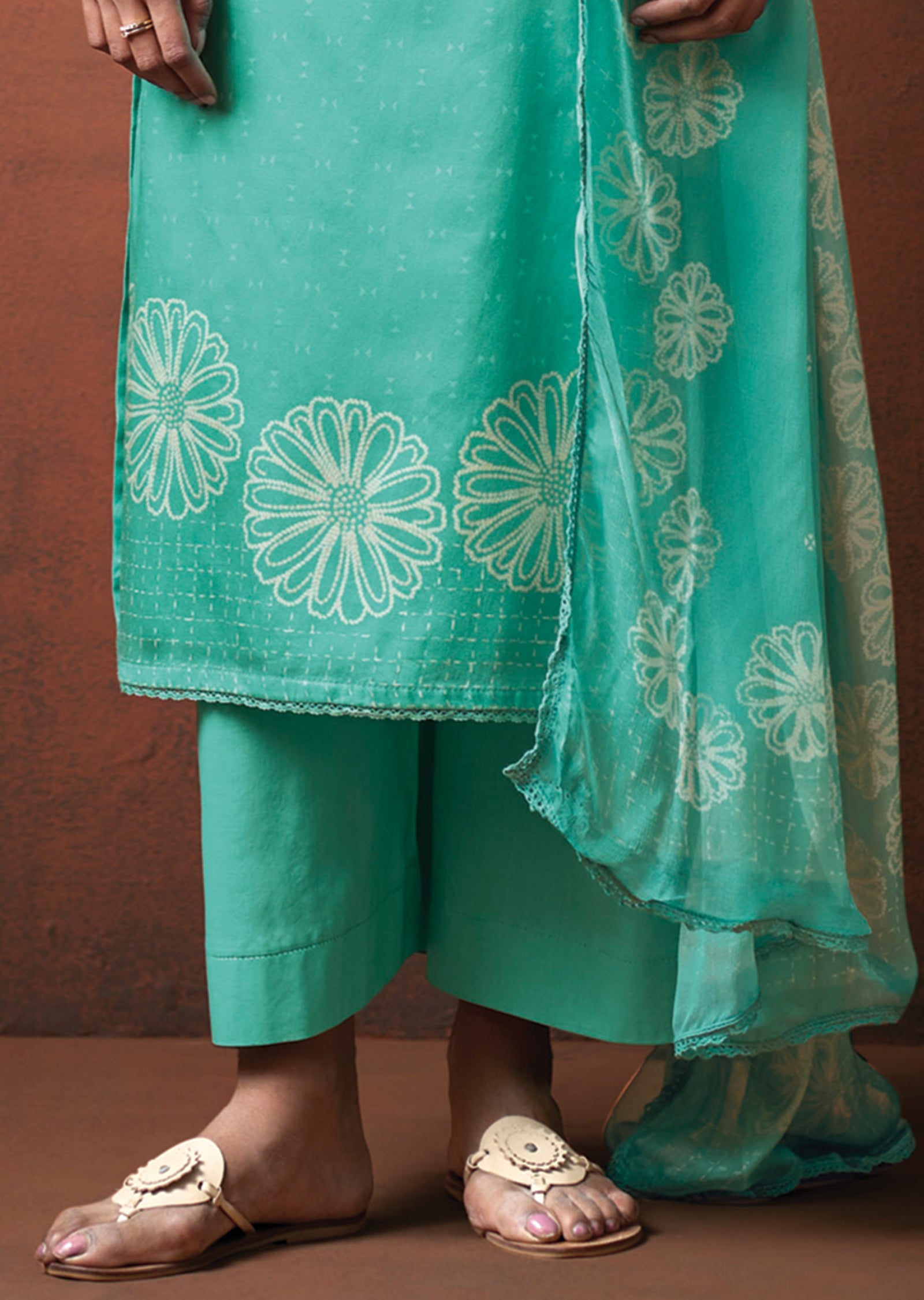 Aqua Dola Silk Straight cut Suit