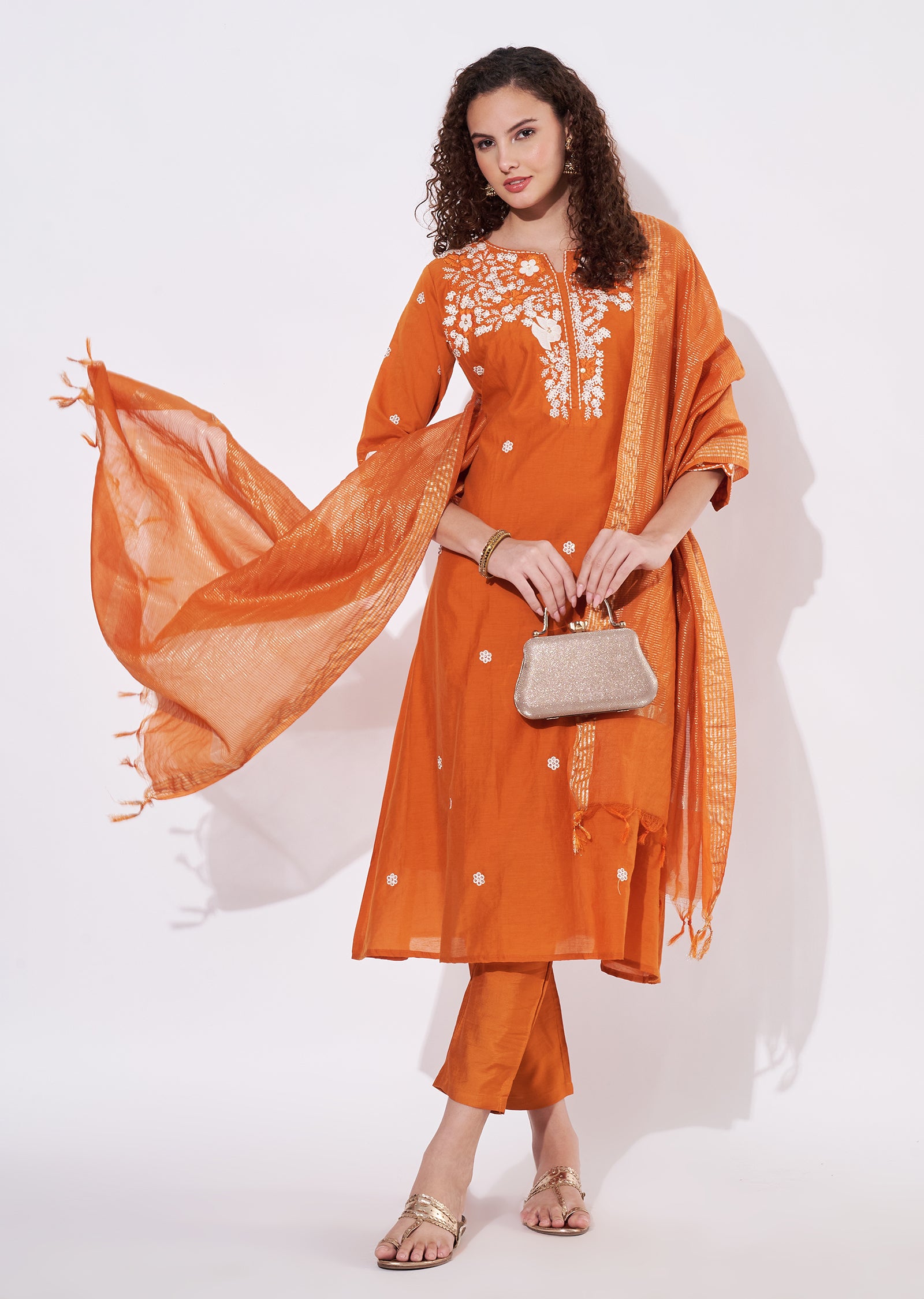 Rust Silk Anarkali Suit