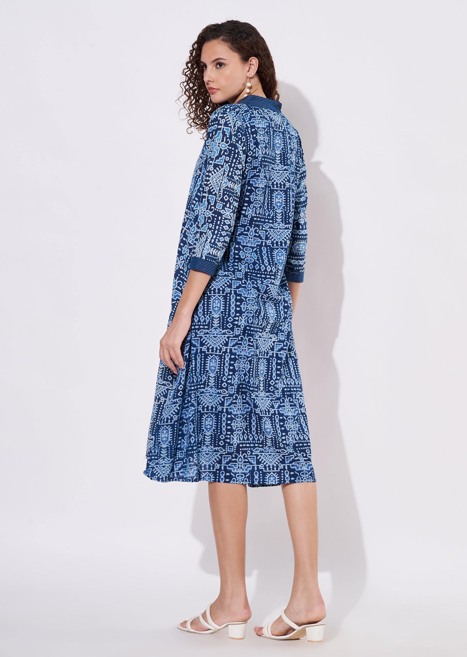 Blue Cotton Frock Kurti