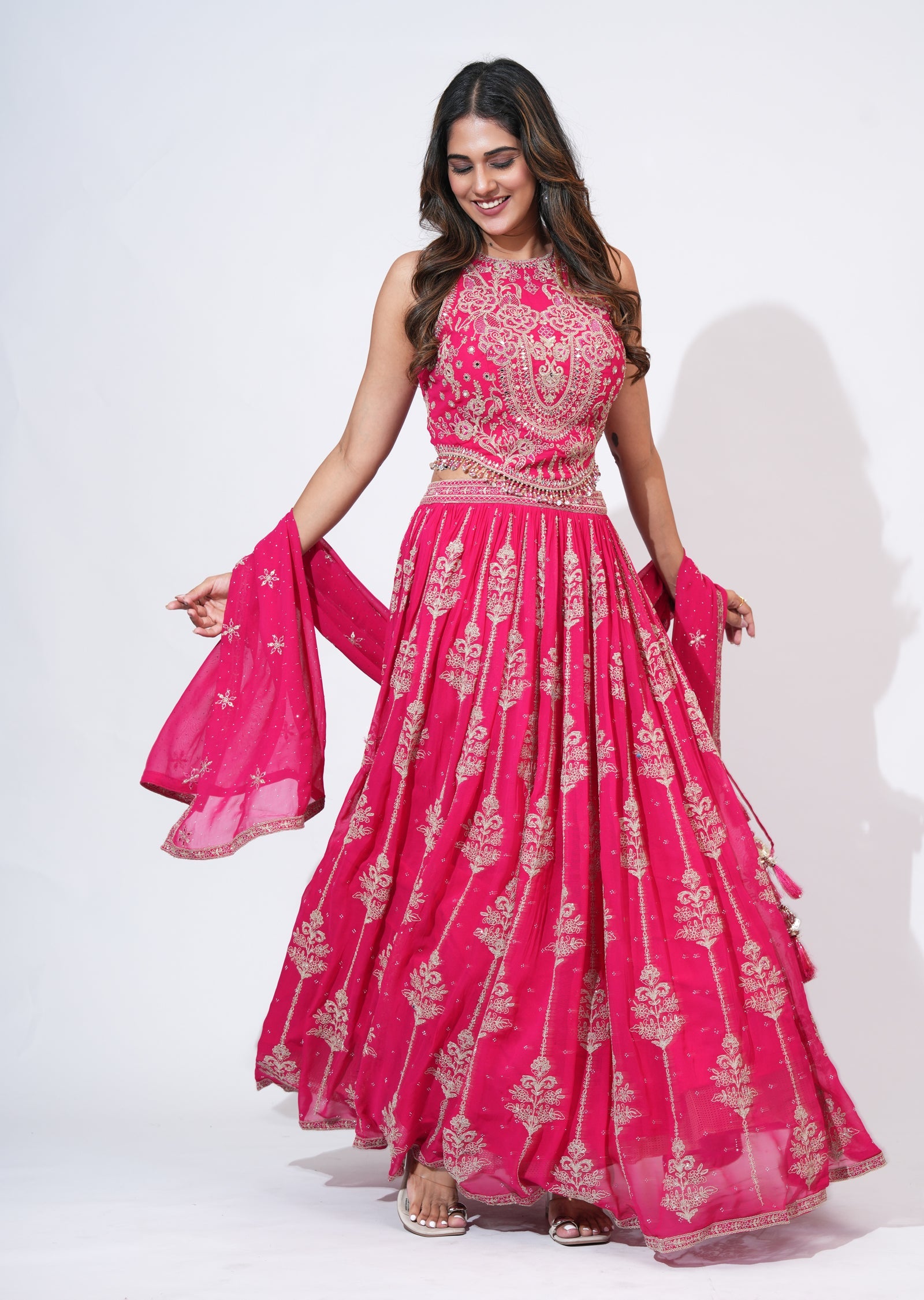 Pink Georgette Lehenga Set