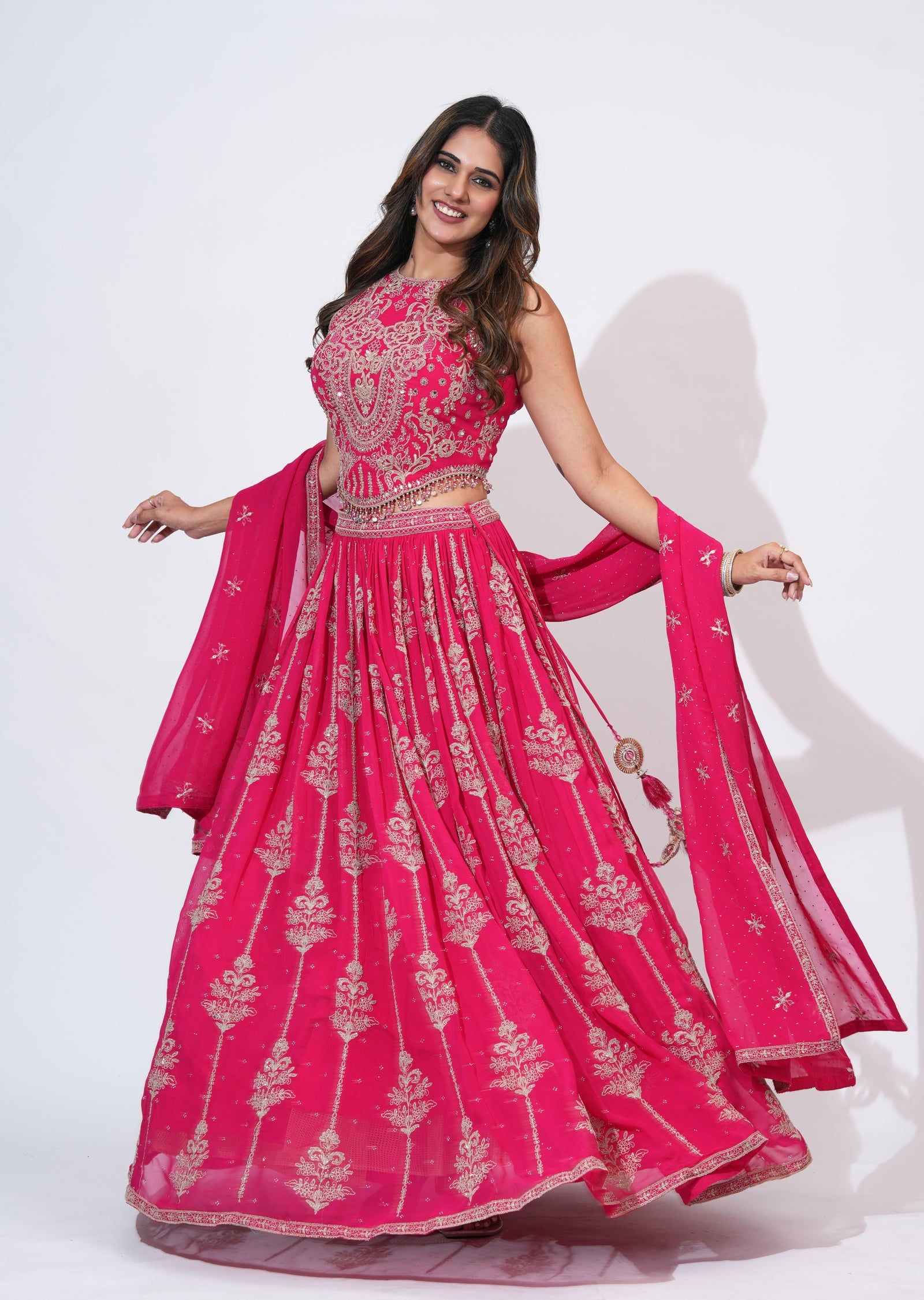 Pink Georgette Lehenga Set