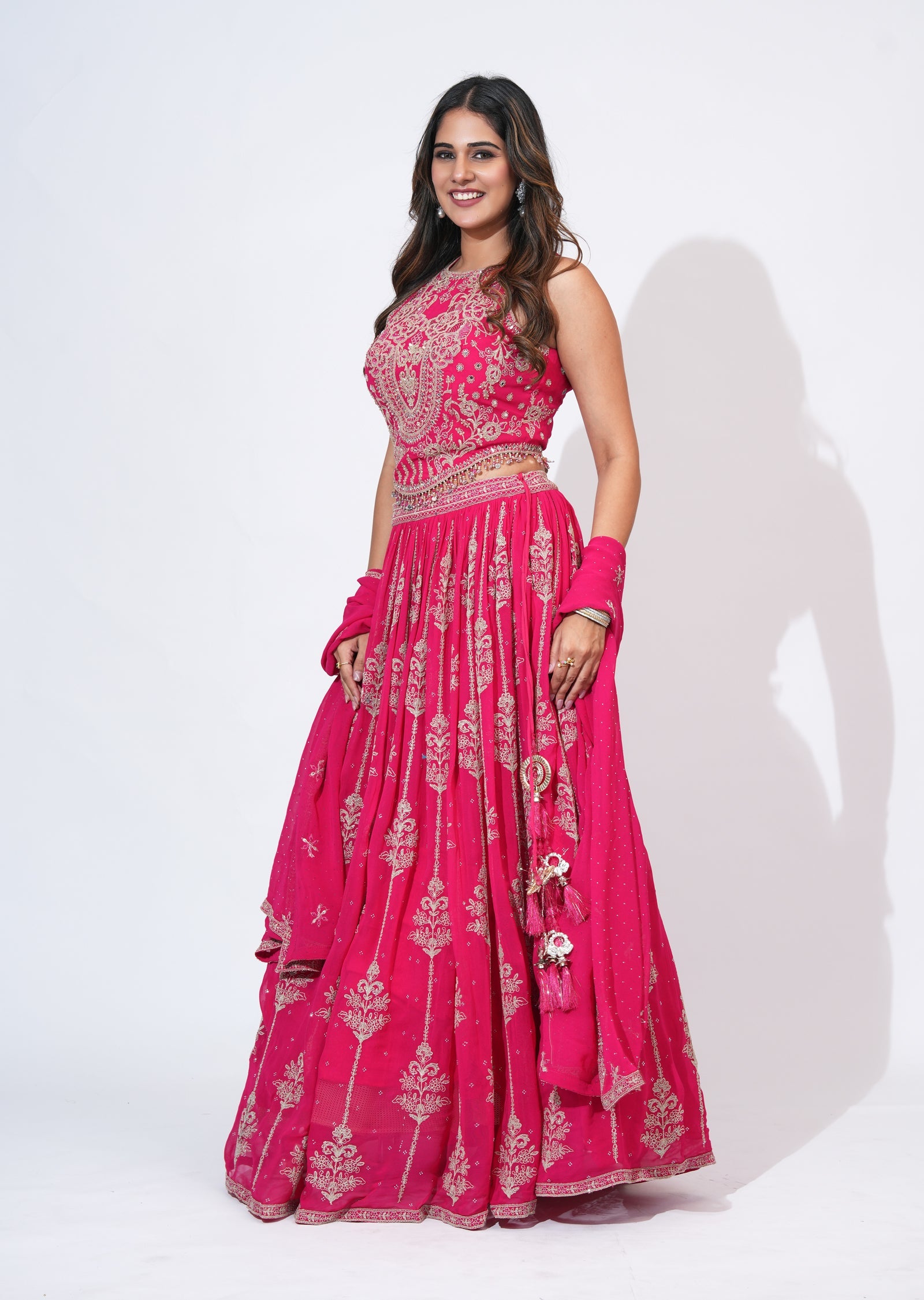 Pink Georgette Lehenga Set