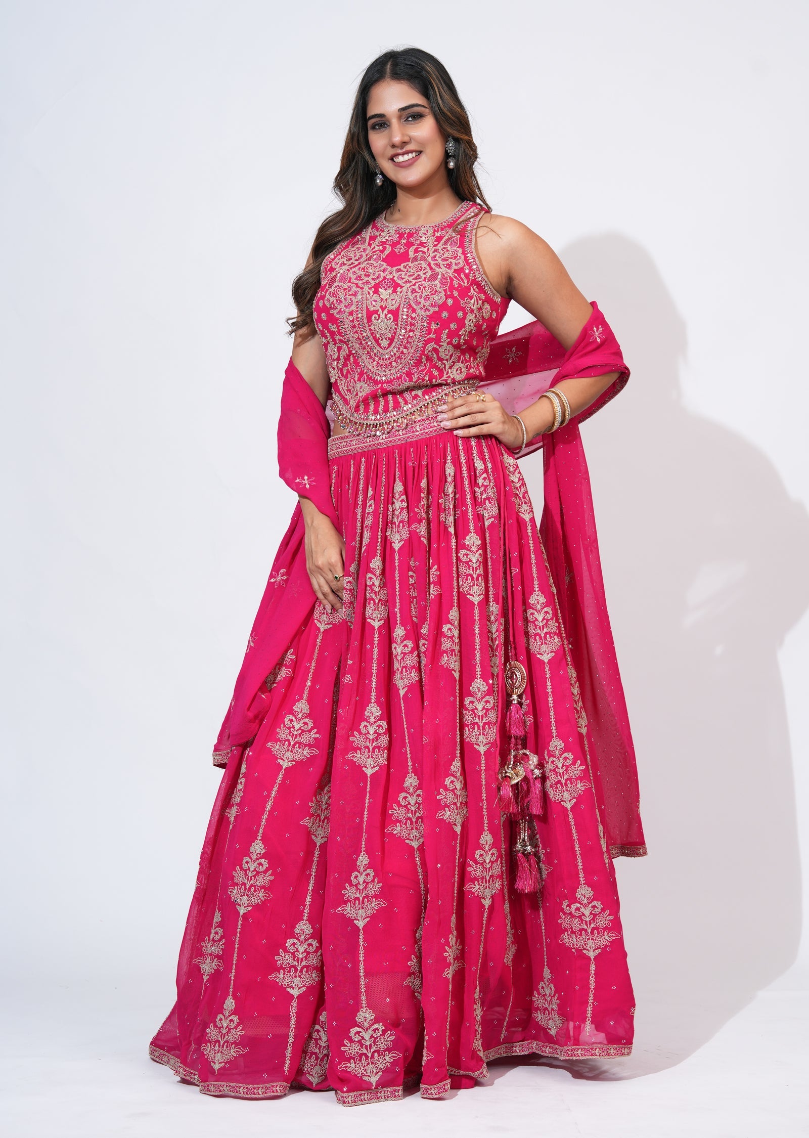 Pink Georgette Lehenga Set