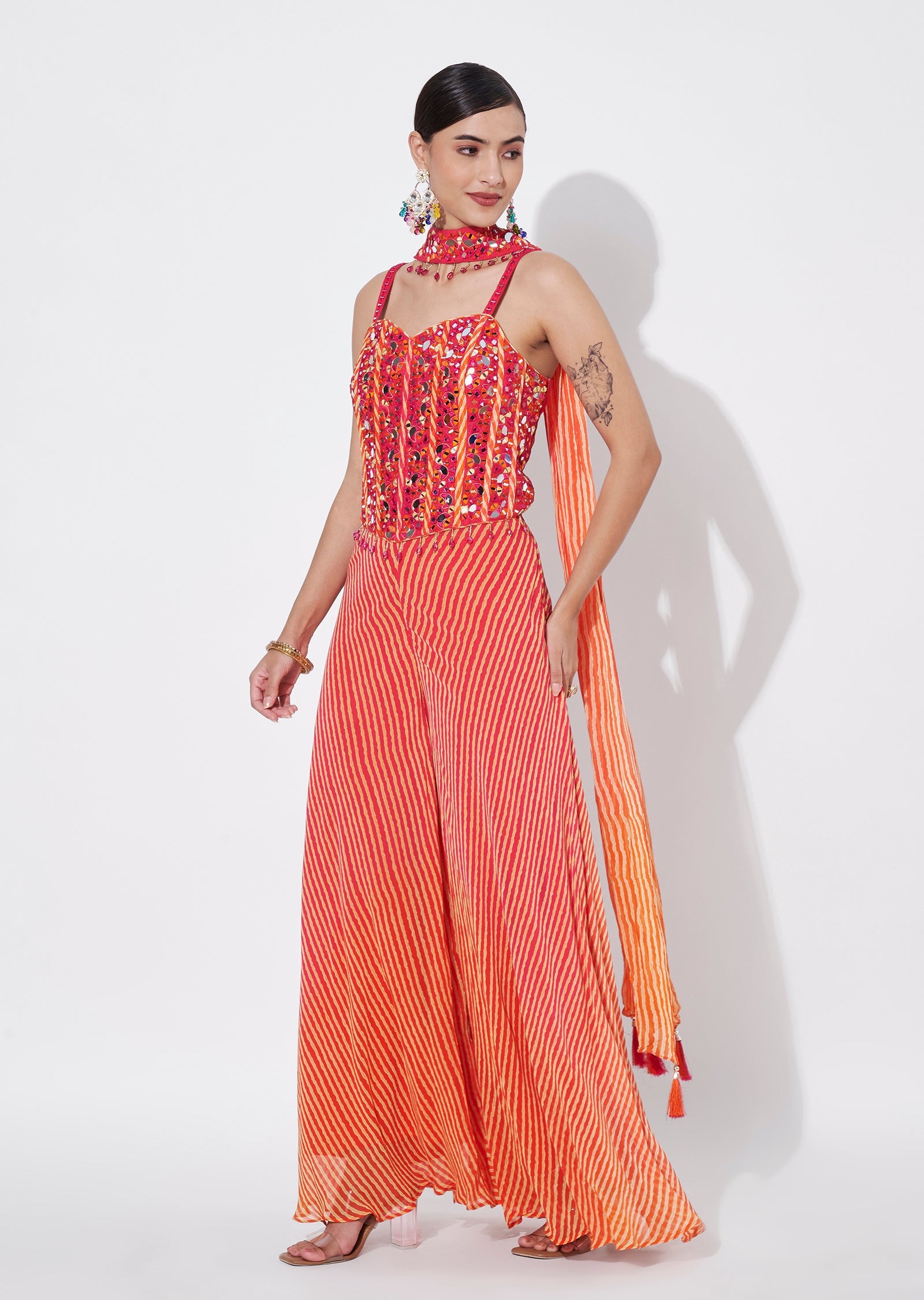 Pink Silk Indowestern set