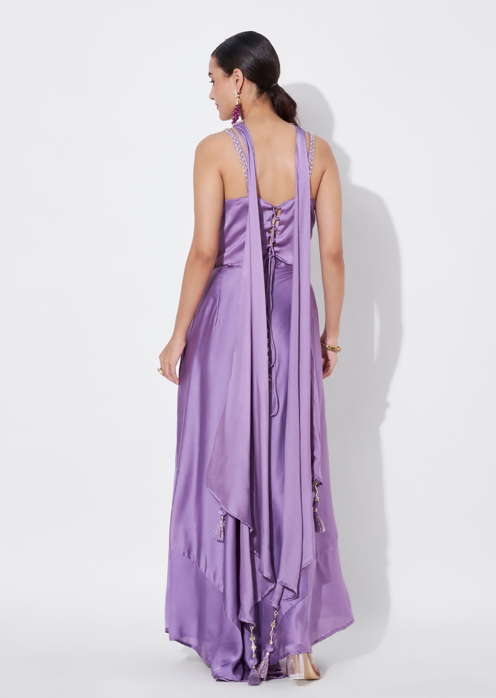 Lavender Silk Indowestern set