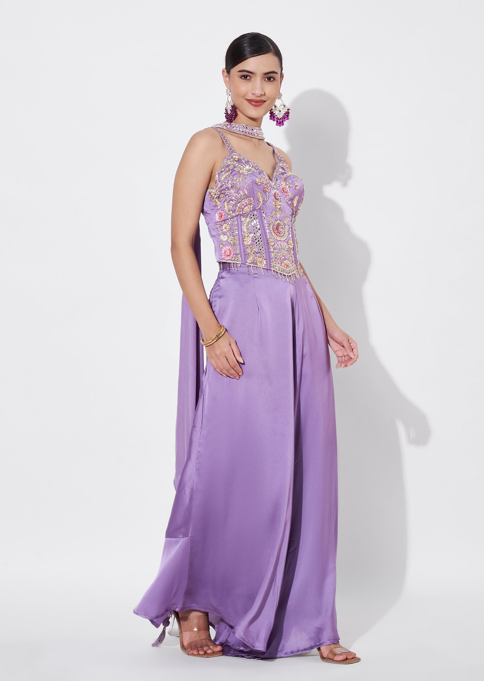 Lavender Silk Indowestern set
