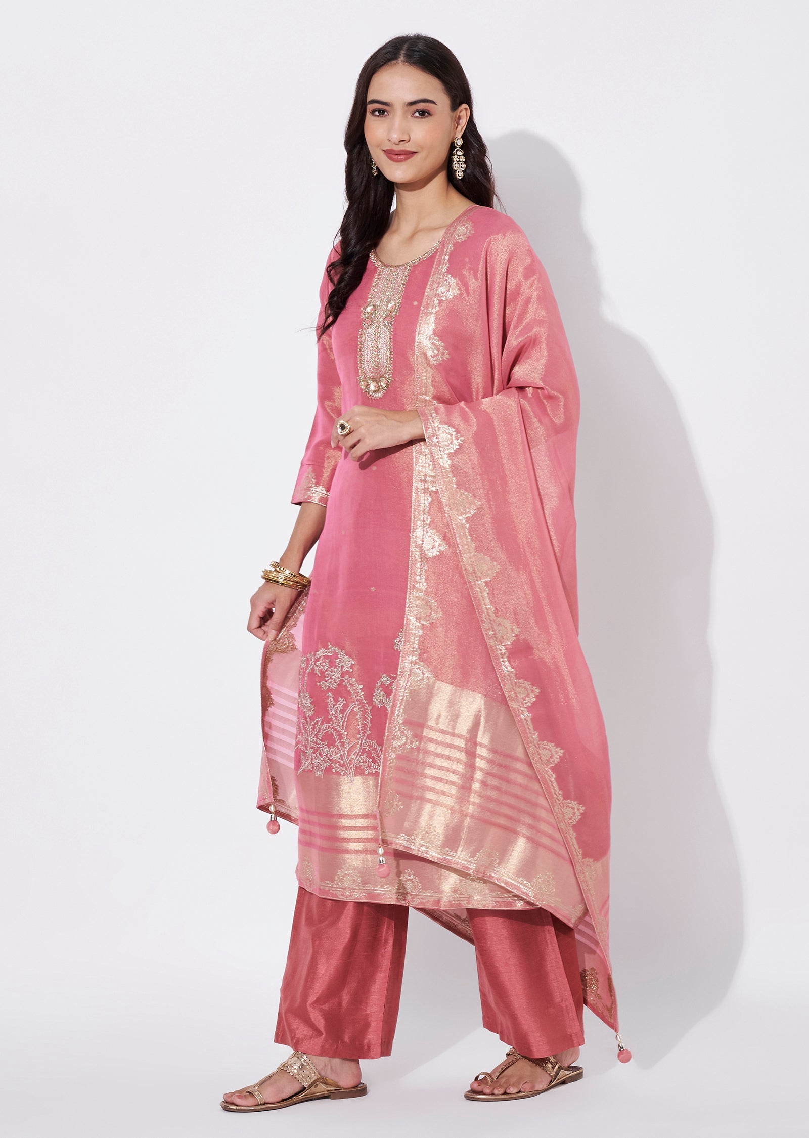 Light Pink Tissue Straight Cut Suit