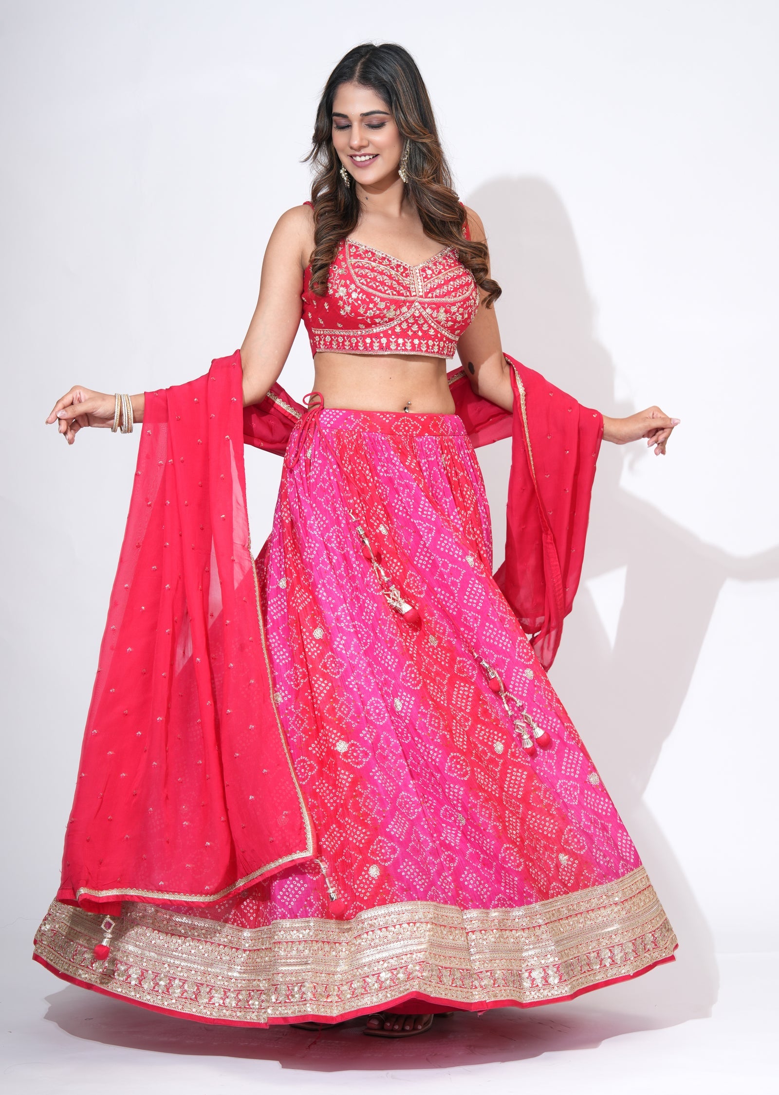 Pink Georgette Lehenga Set