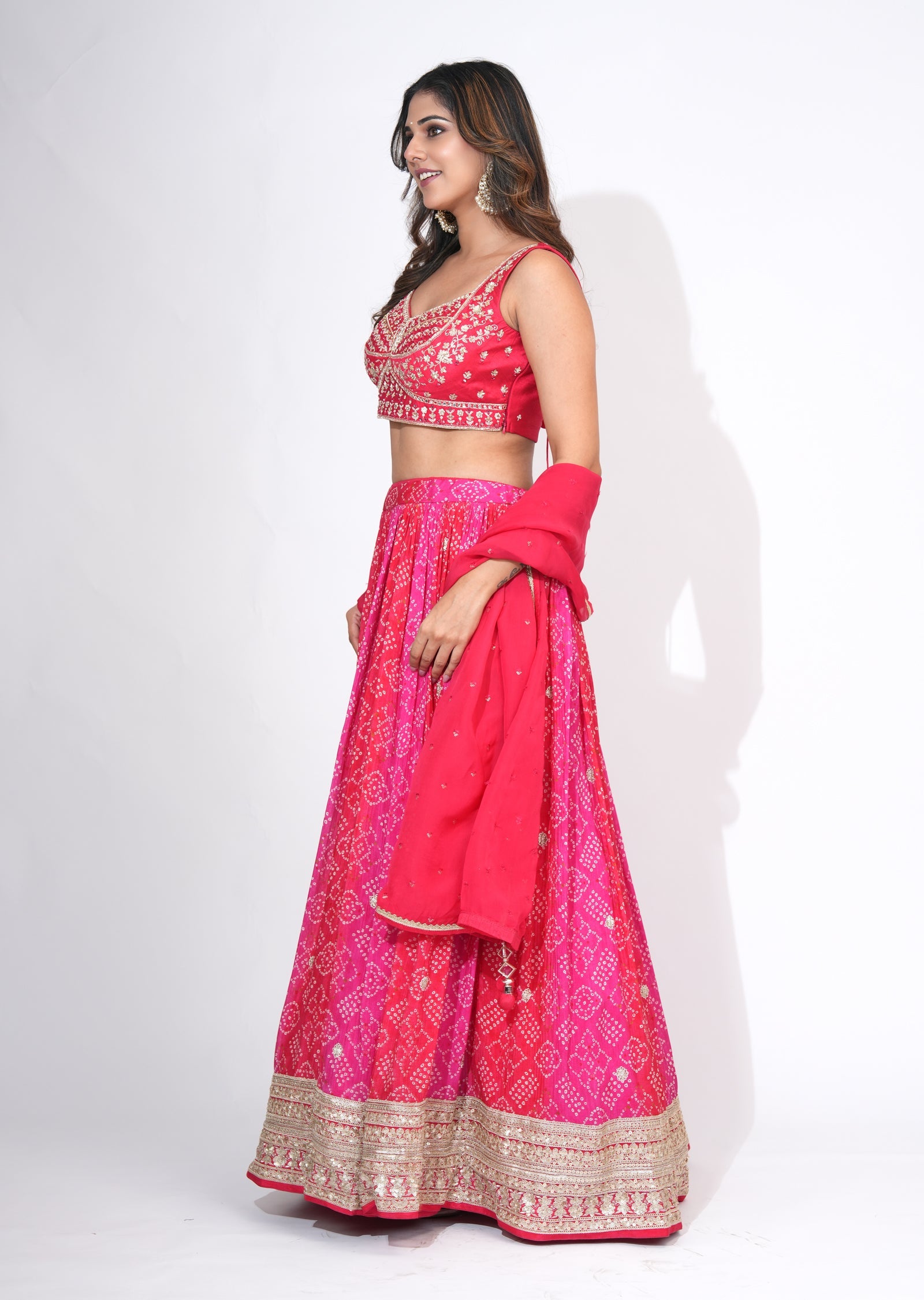 Pink Georgette Lehenga Set