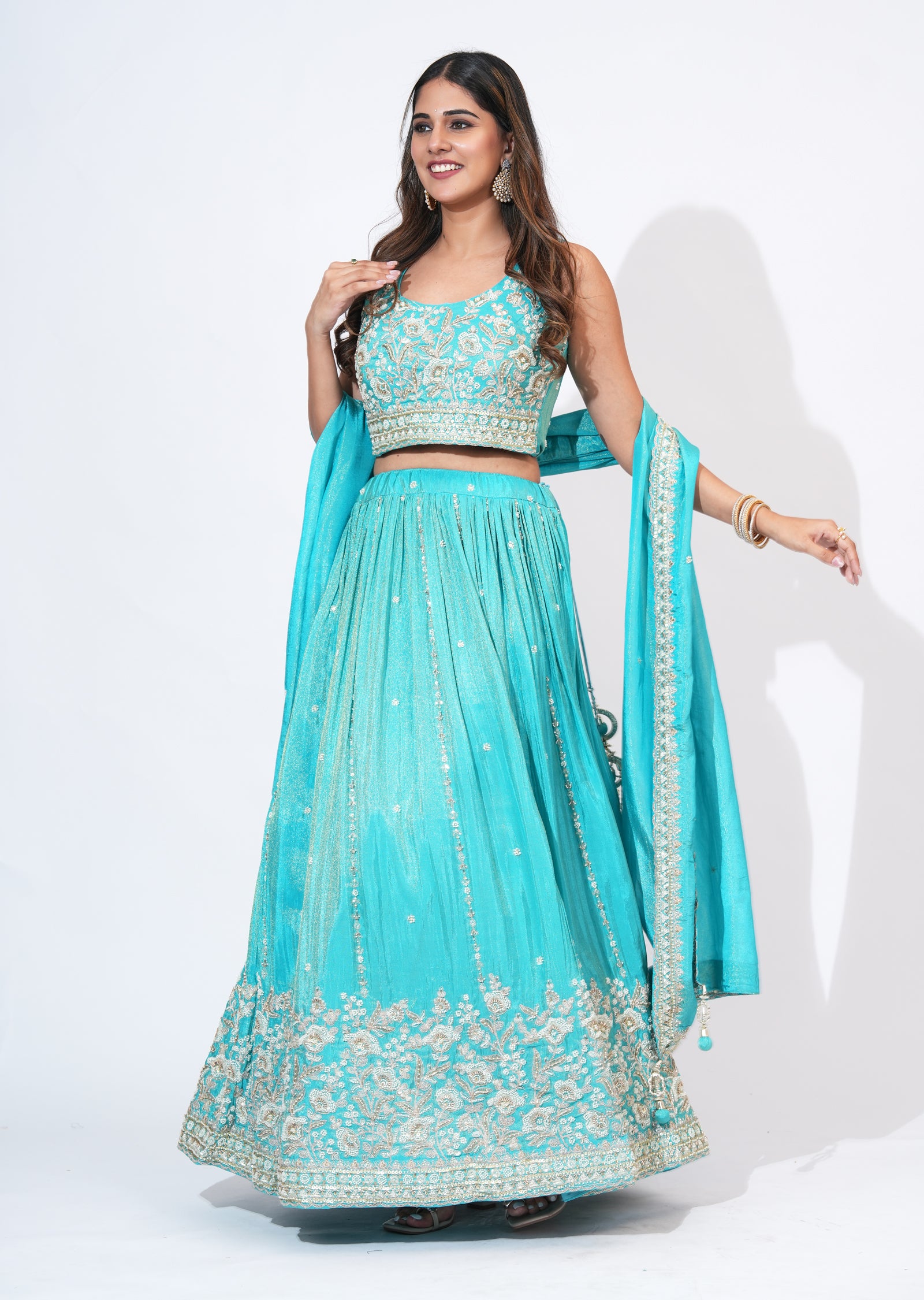 Blue Silk Lehenga Set