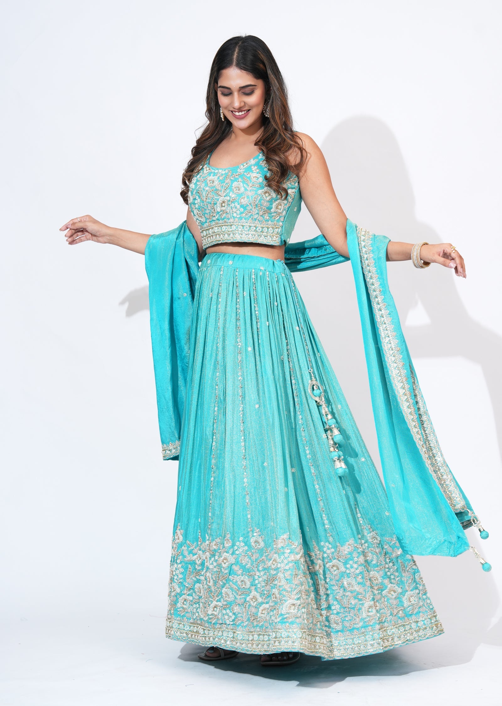 Blue Silk Lehenga Set
