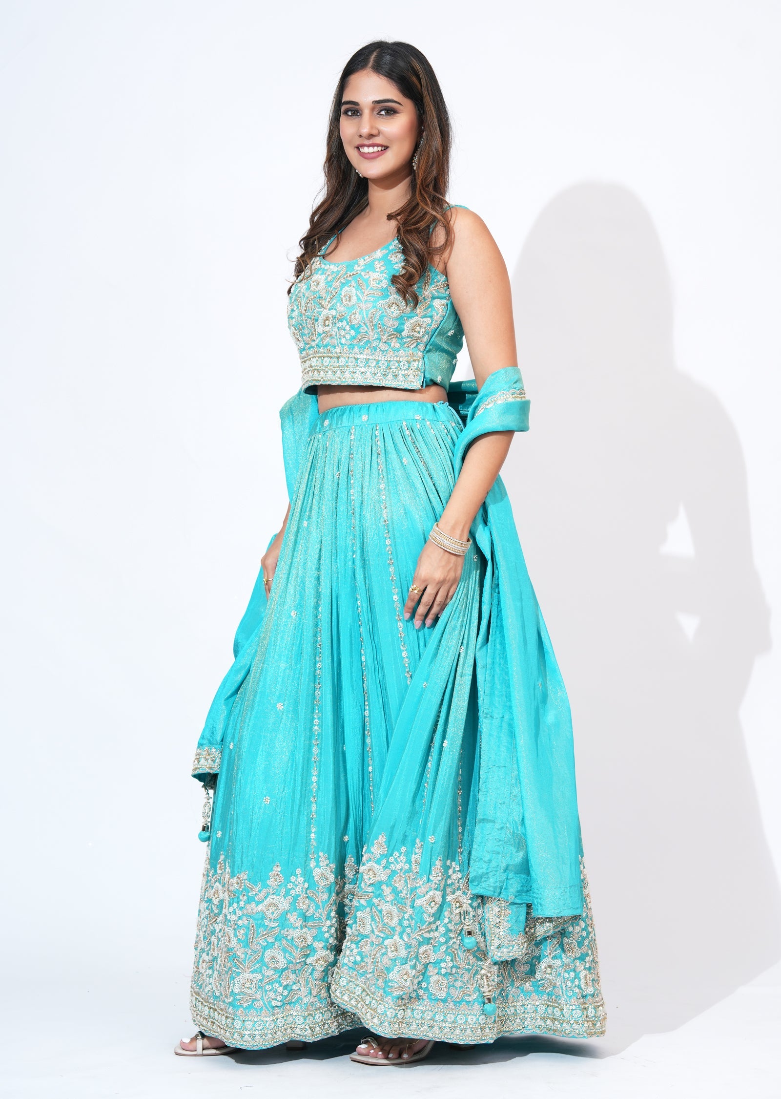 Blue Silk Lehenga Set