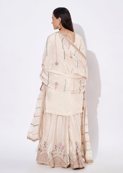 Off White Silk Sharara Set