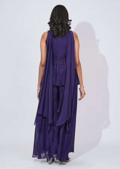 Purple Tissue Sharara Set