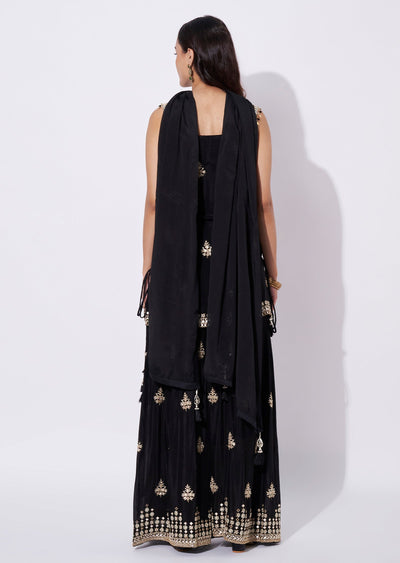 Black Chinnon Sharara Set