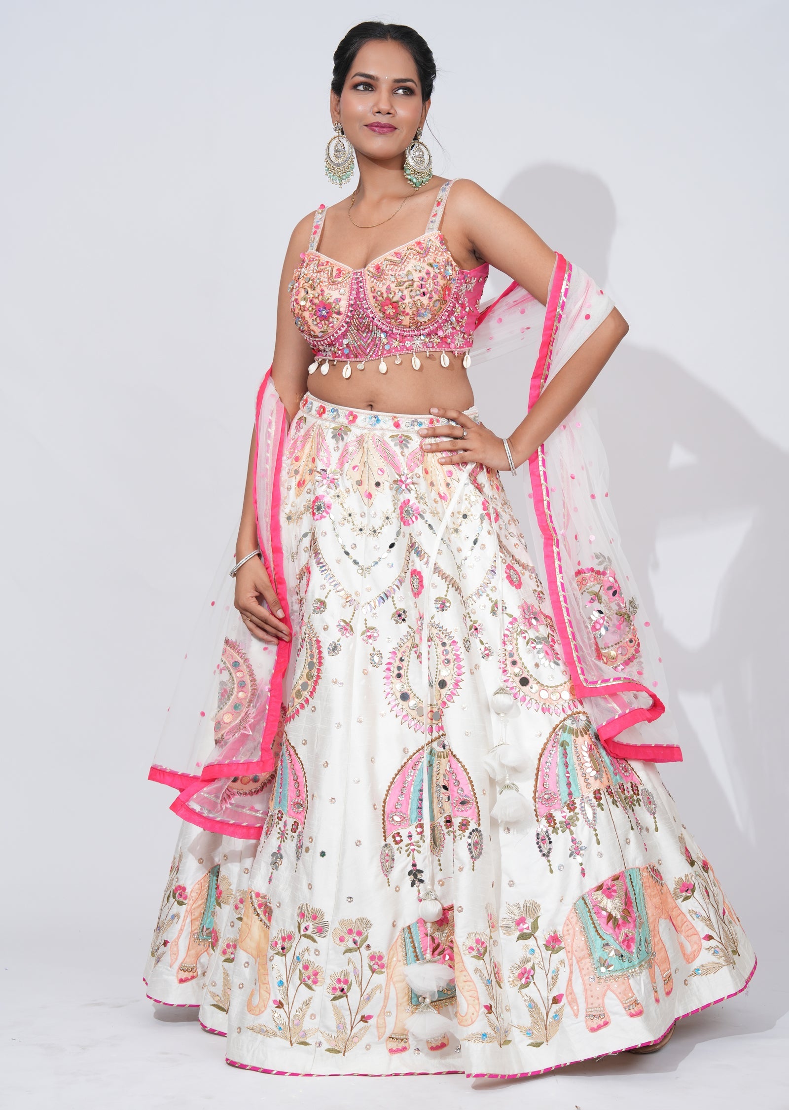 White Silk Lehenga Set