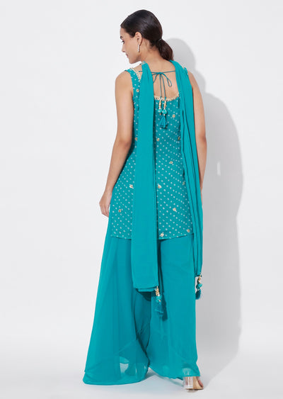 Green Georgette Sharara Set