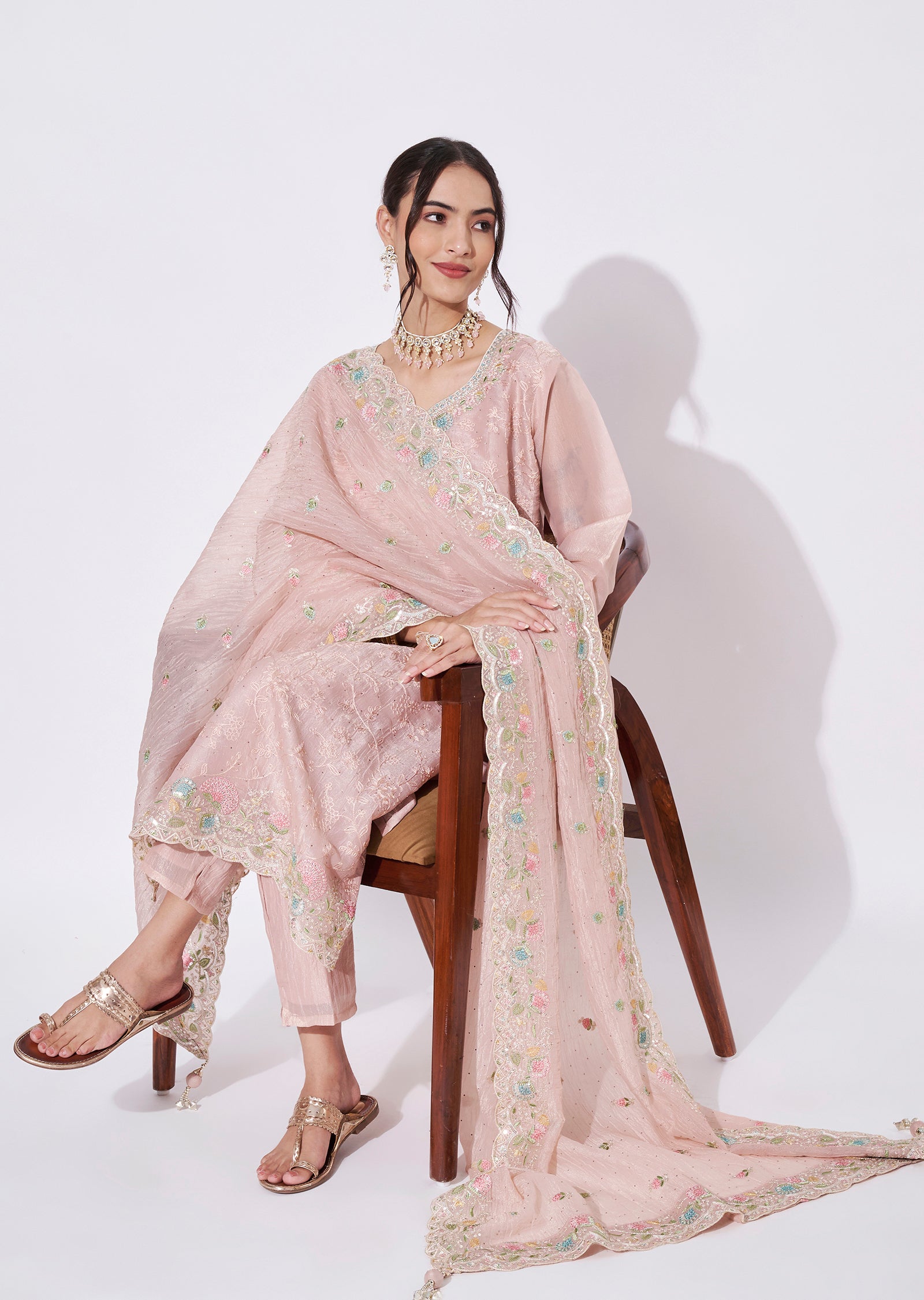 Peach Tissue Straight cut Suit