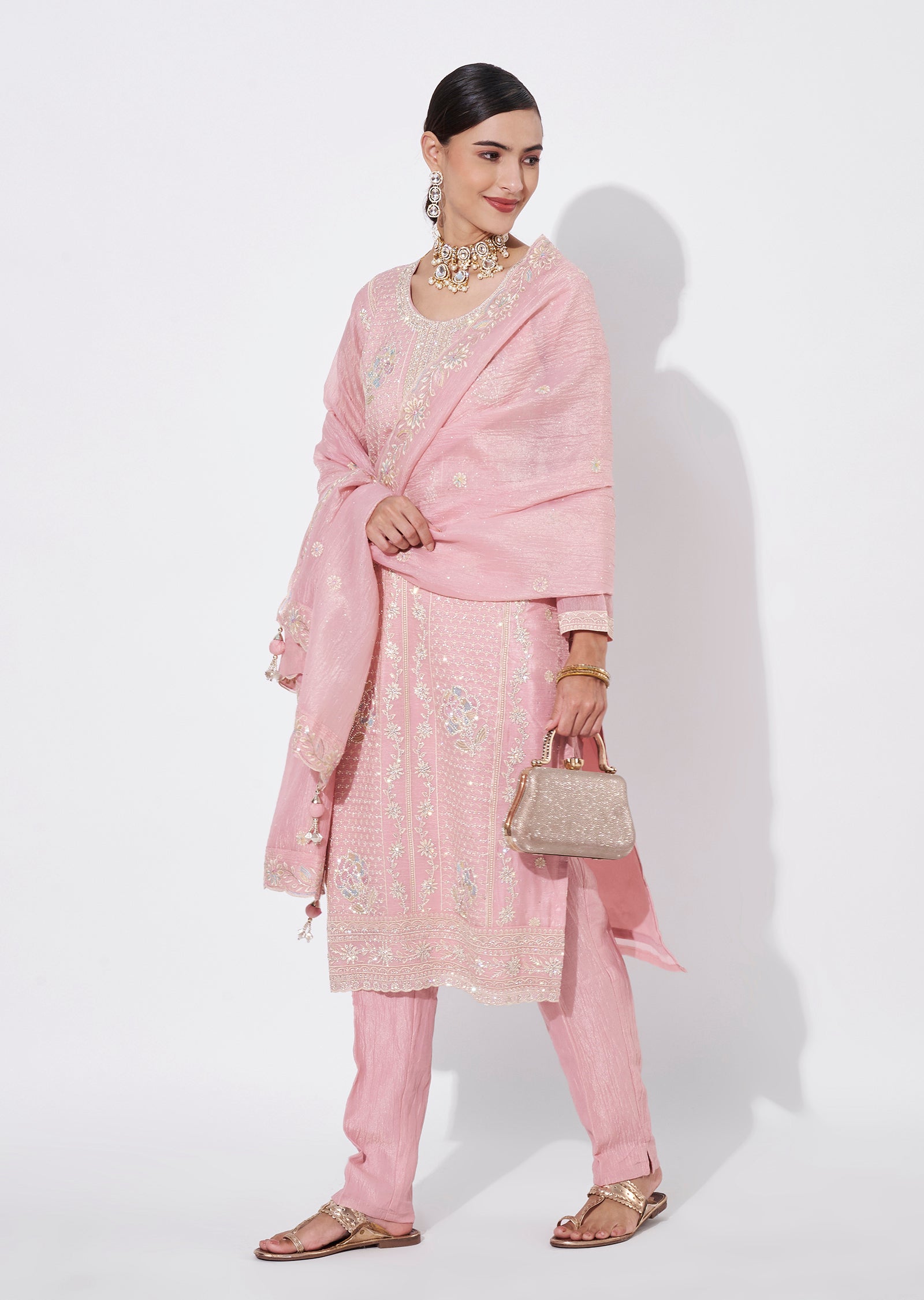 Light Pink Tissue Straight Cut Suit