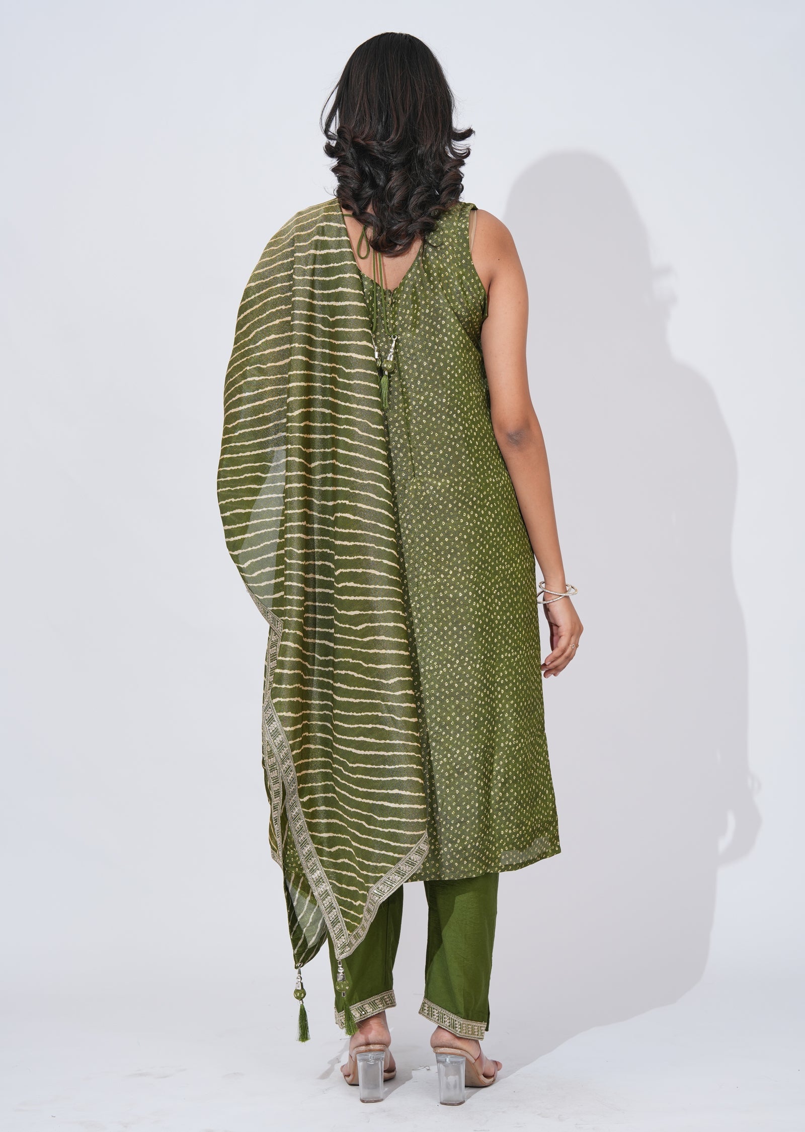 Green Tissue straight cut Suit