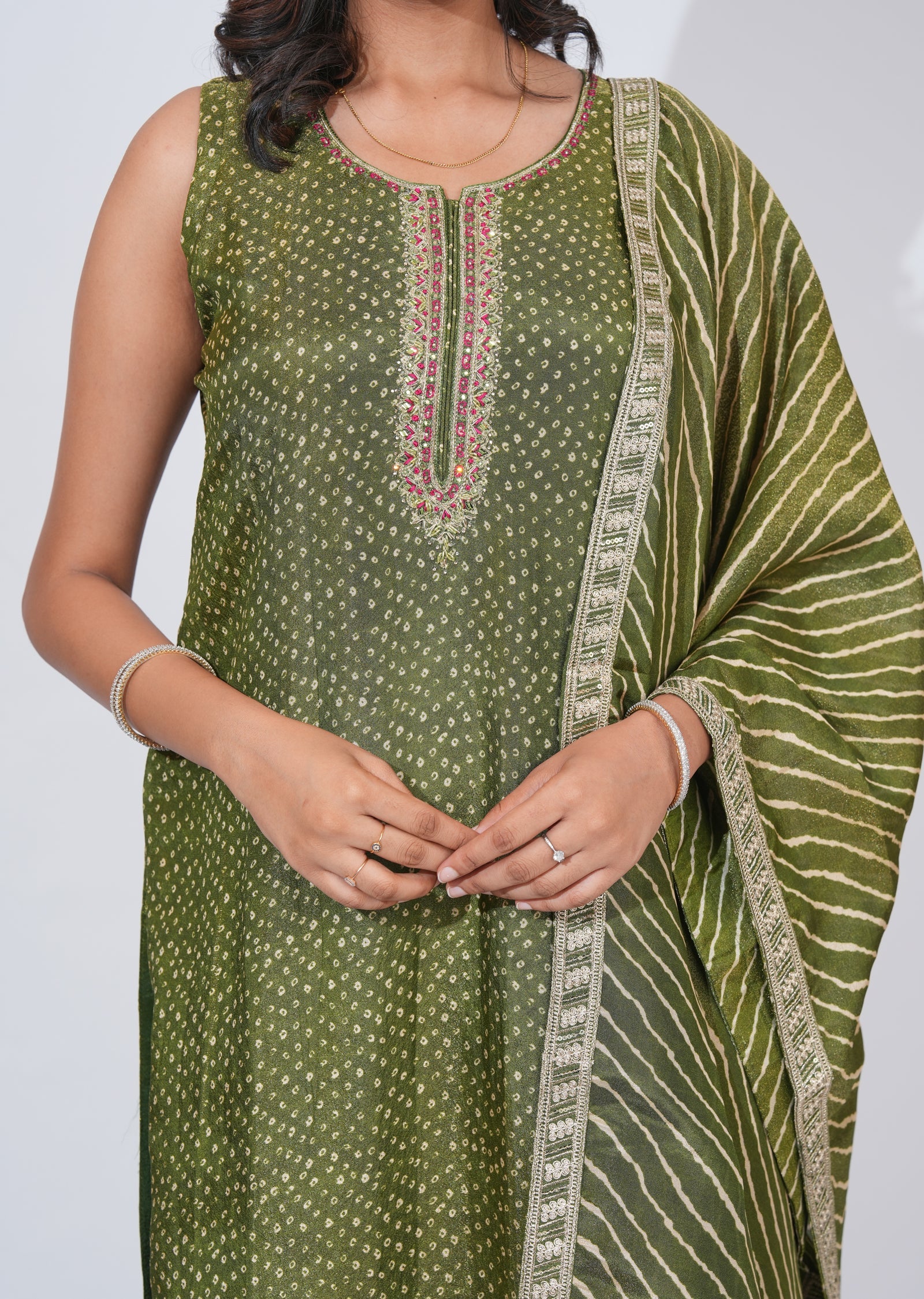 Green Tissue straight cut Suit