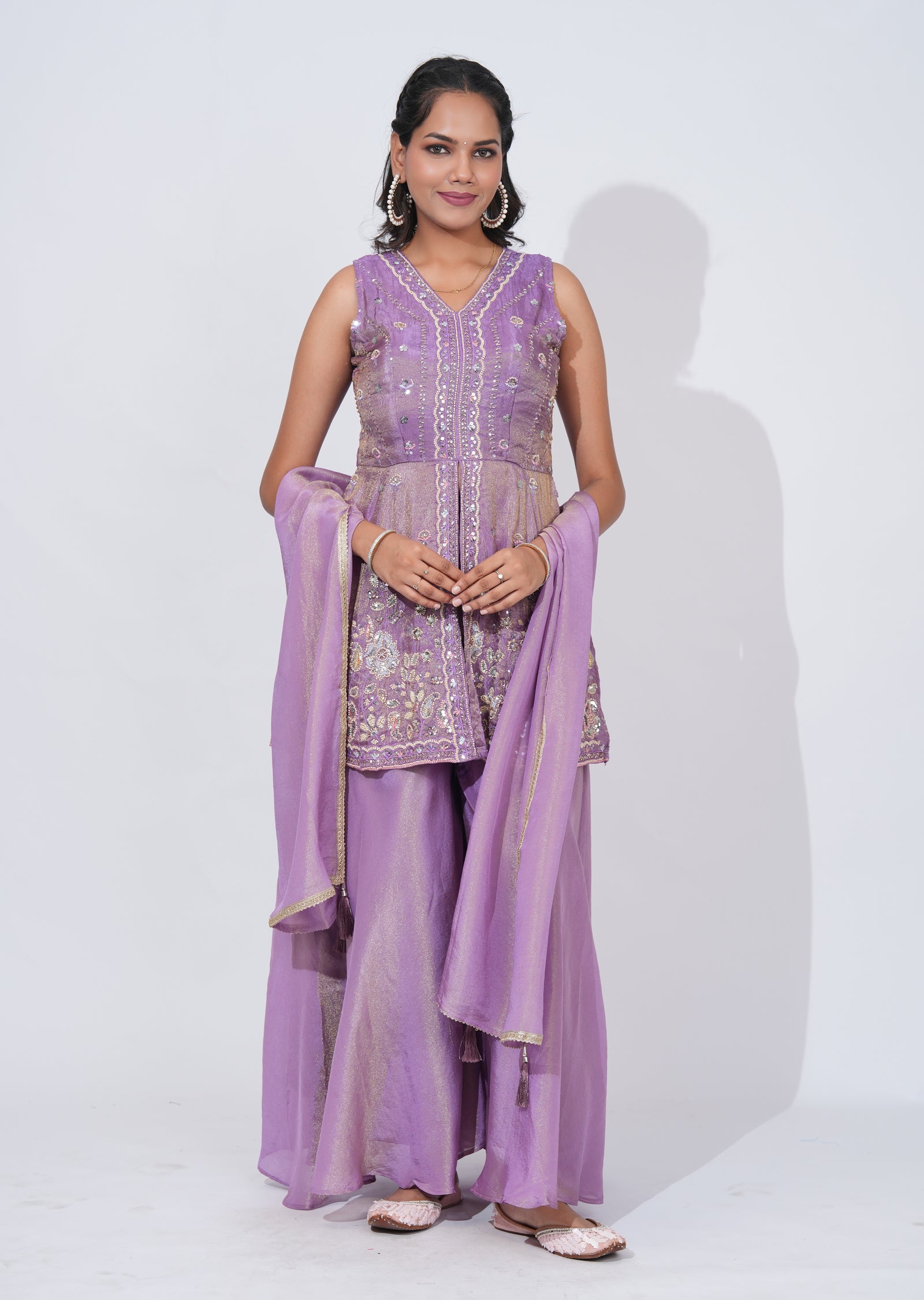 Purple Tissur Sharara Set