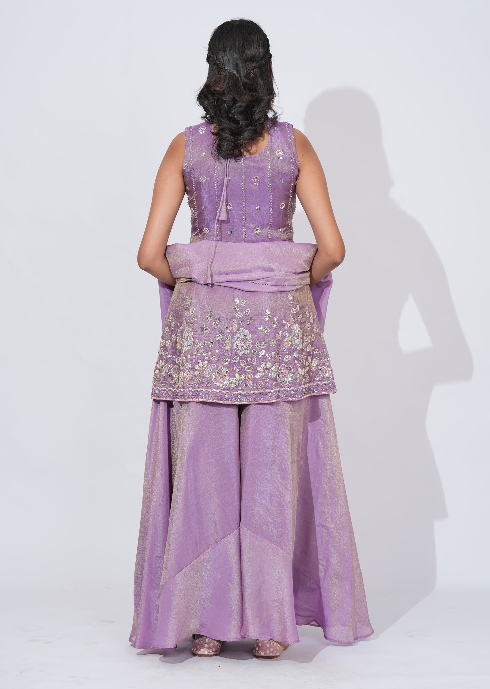 Purple Tissur Sharara Set