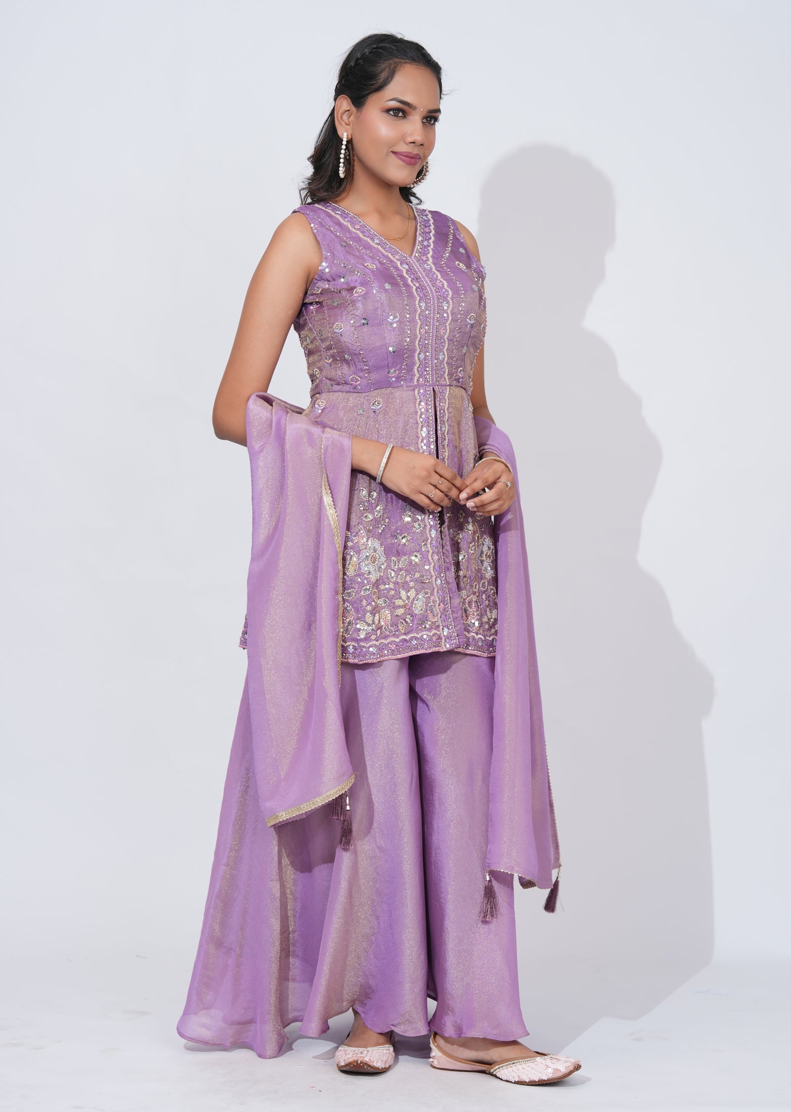 Purple Tissur Sharara Set