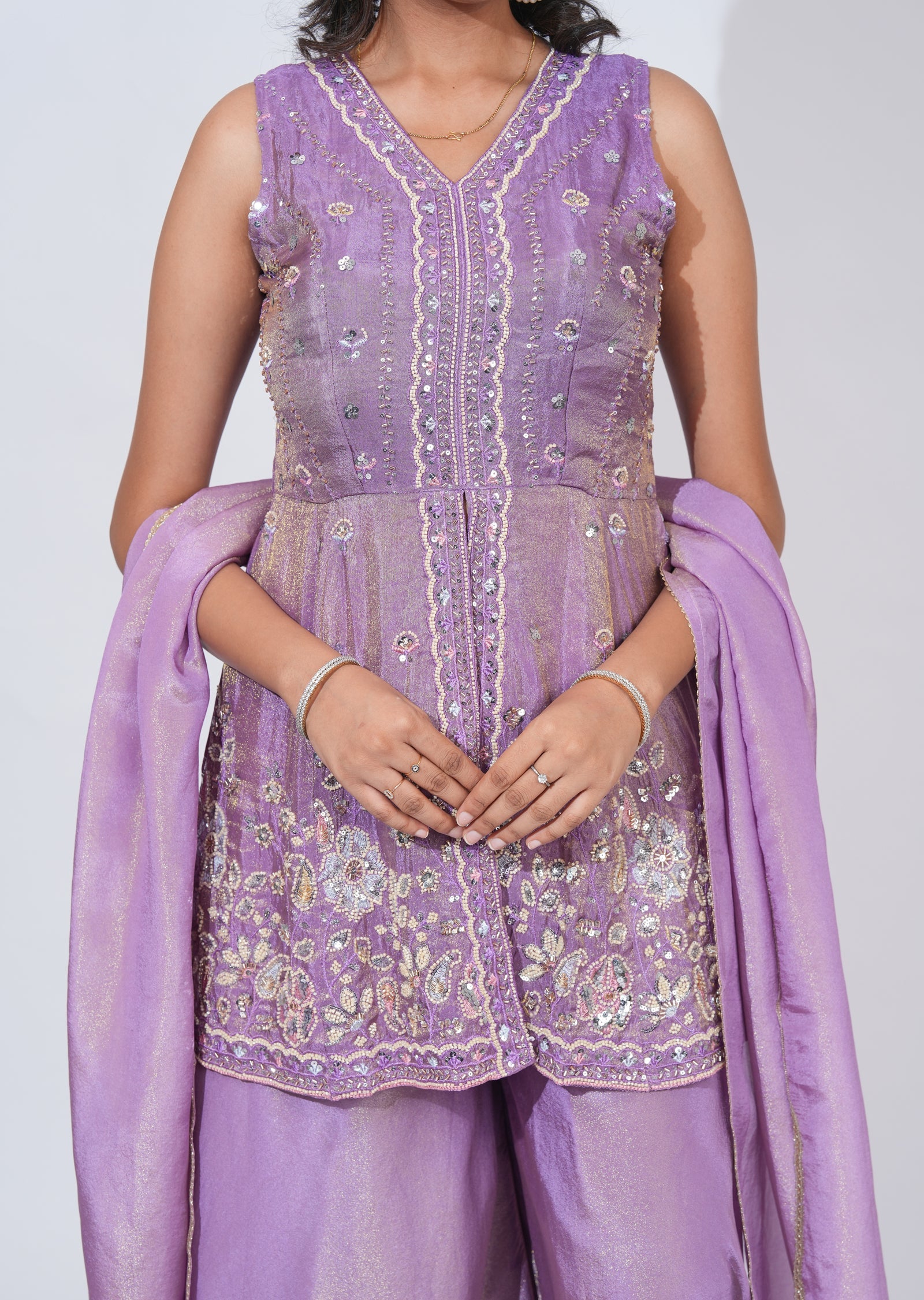 Purple Tissur Sharara Set
