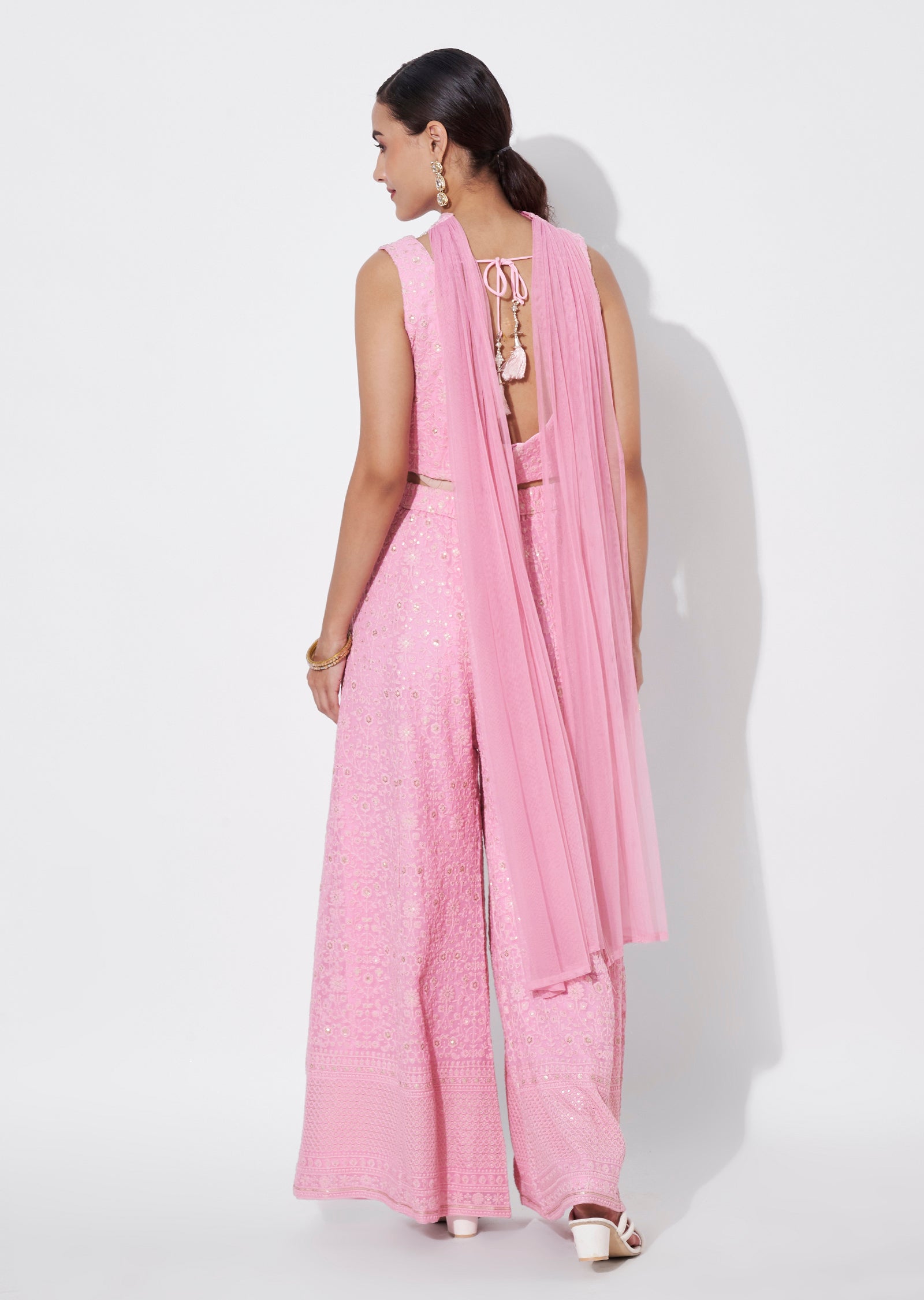 Pink Georgette Indowestern set