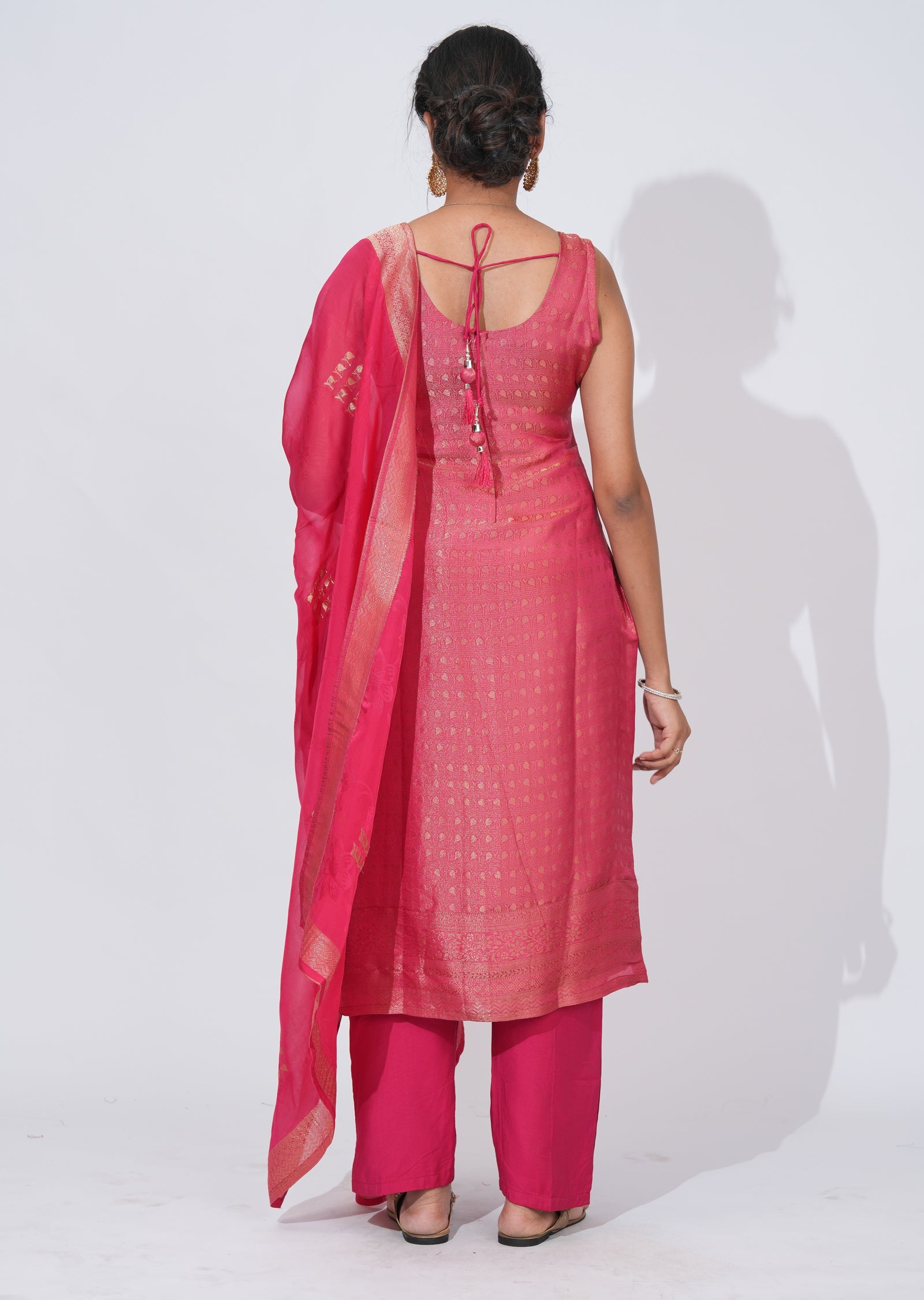 Pink Silk straight cut Suit