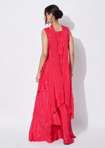 Pink Silk Sharara Set