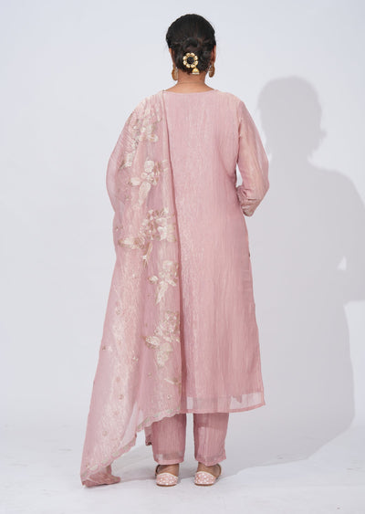 Peach Tissue straight cut Suit