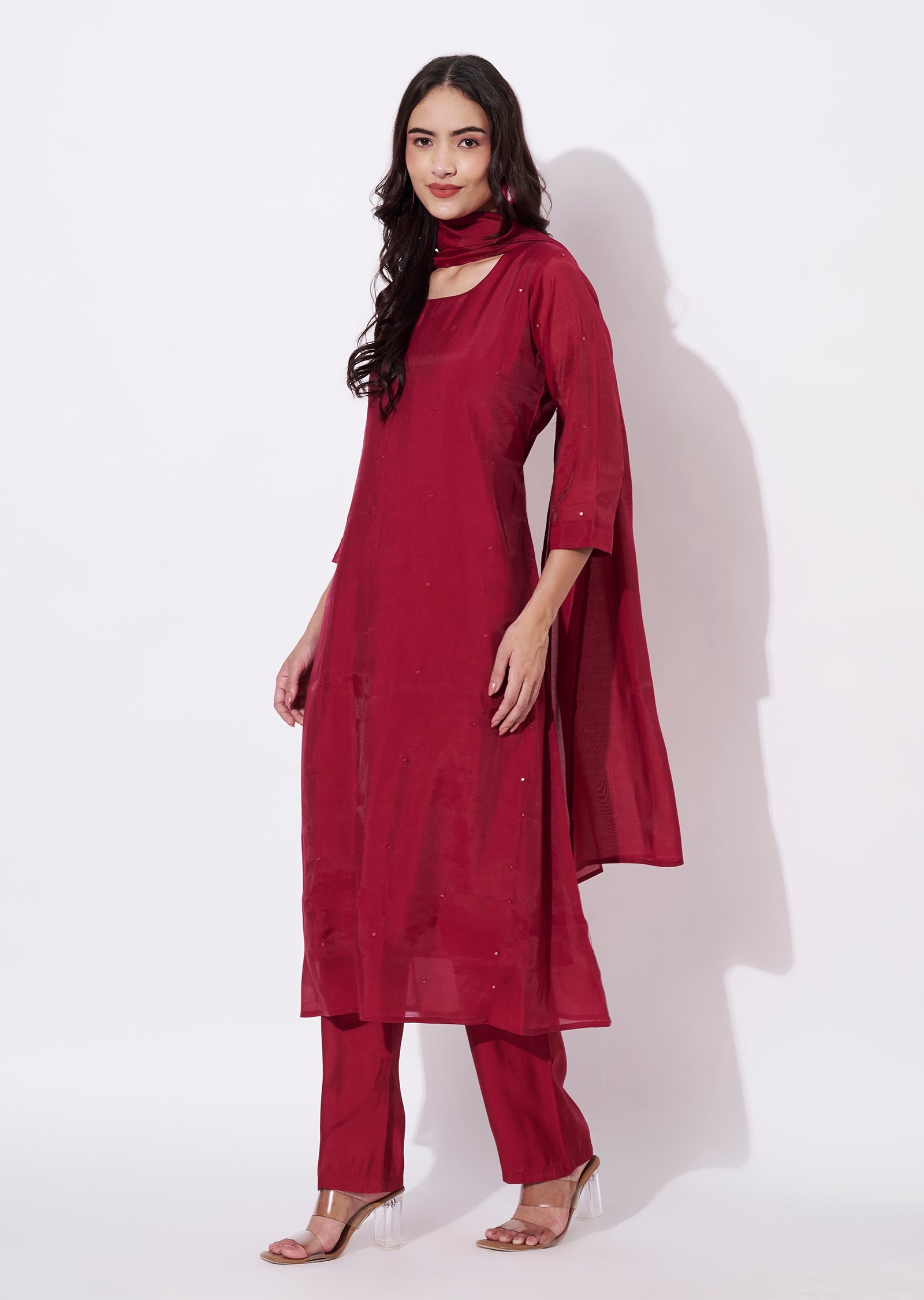 Rani Pink Silk Anarkali Suit