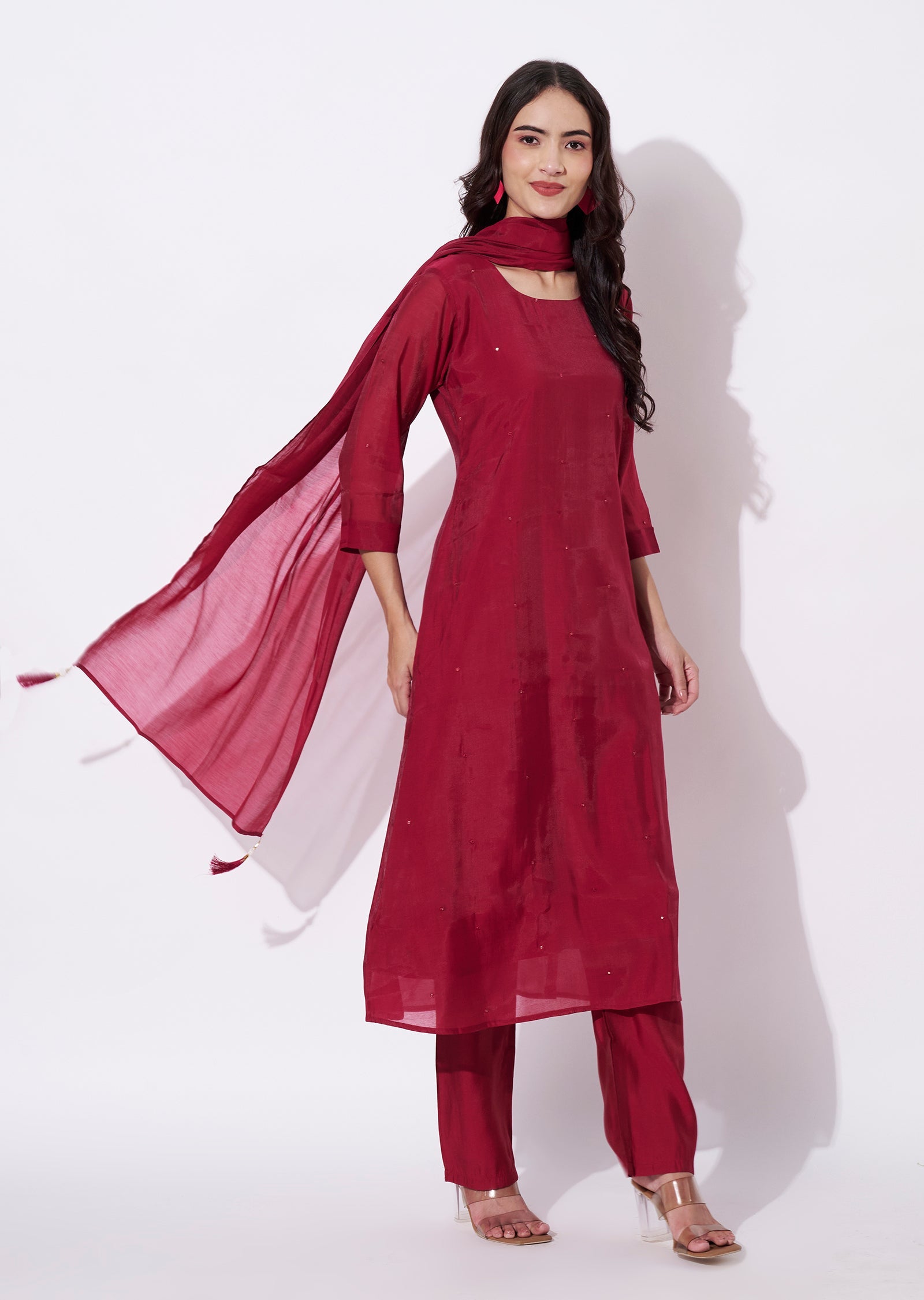 Rani Pink Silk Anarkali Suit
