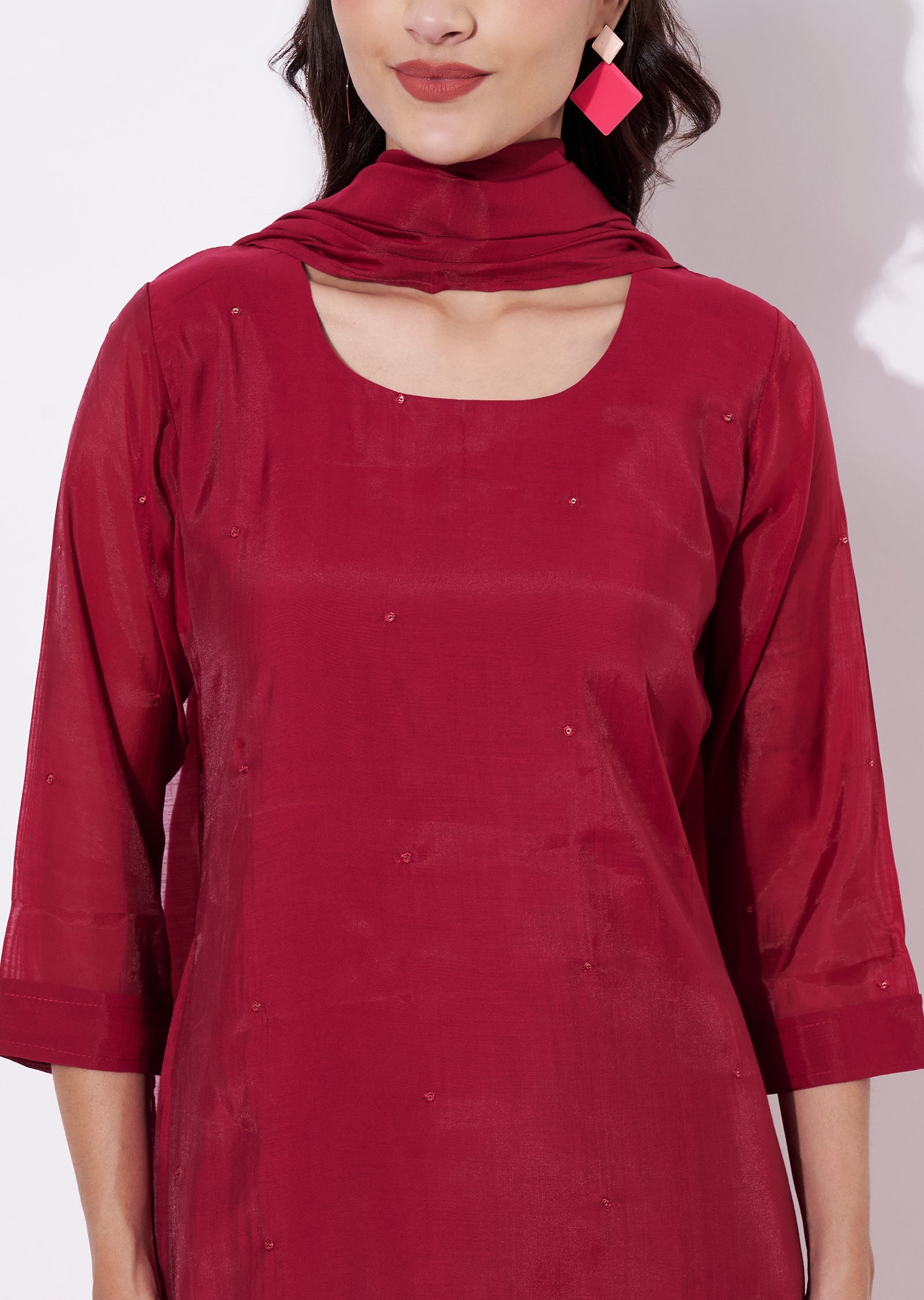 Rani Pink Silk Anarkali Suit