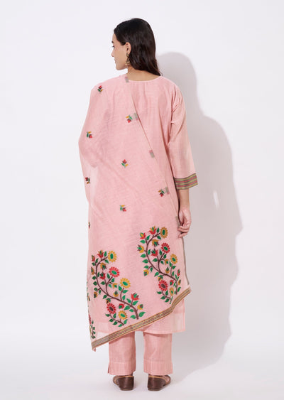 Dusty Pink Chanderi Straight cut suit