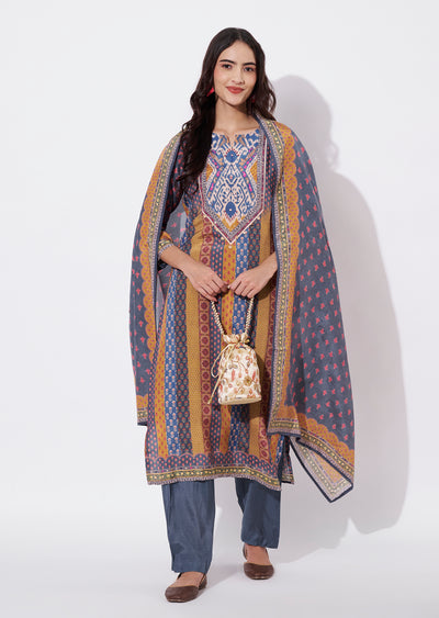Dark Grey Dola Silk Straight cut suit