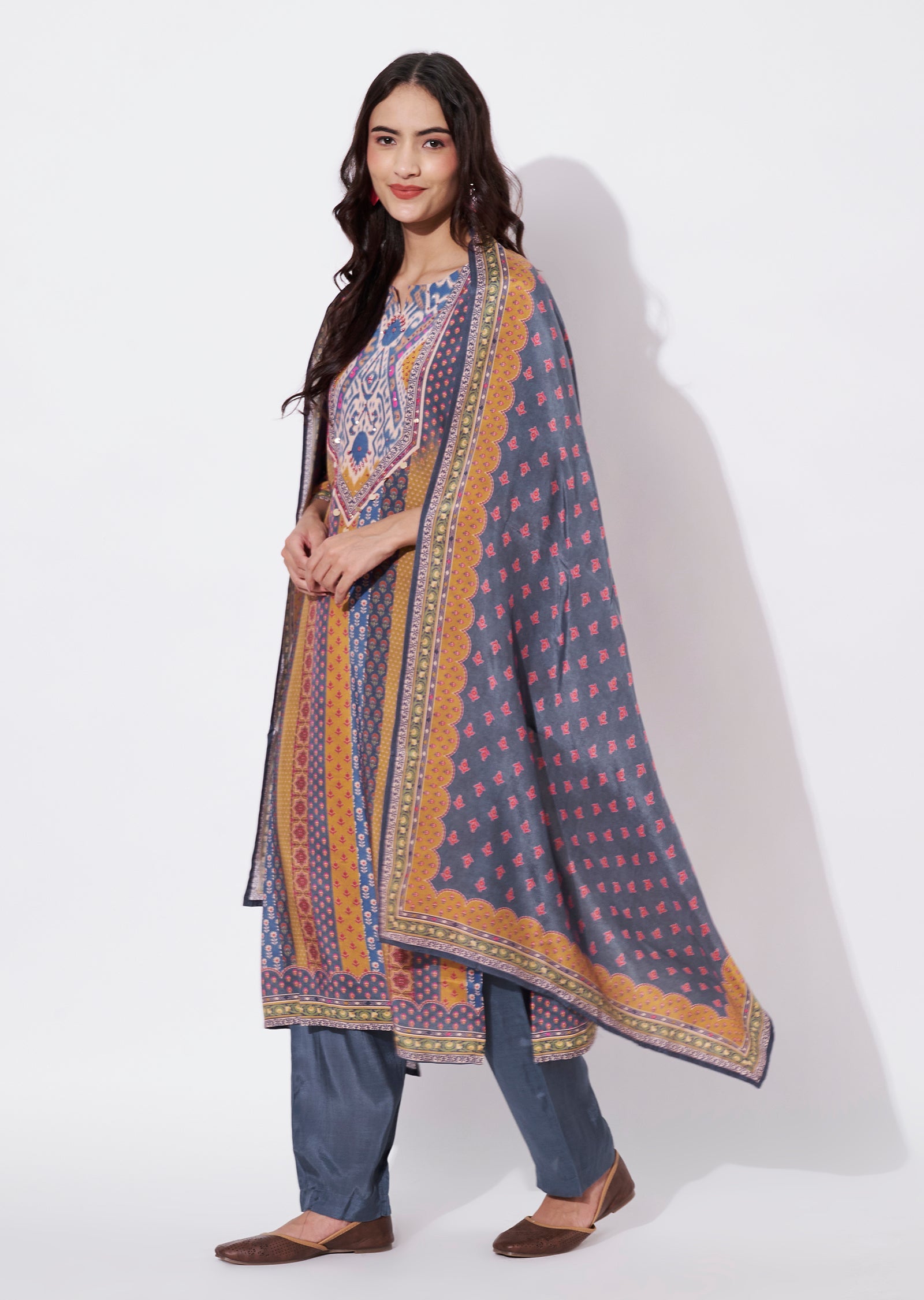 Dark Grey Dola Silk Straight cut suit