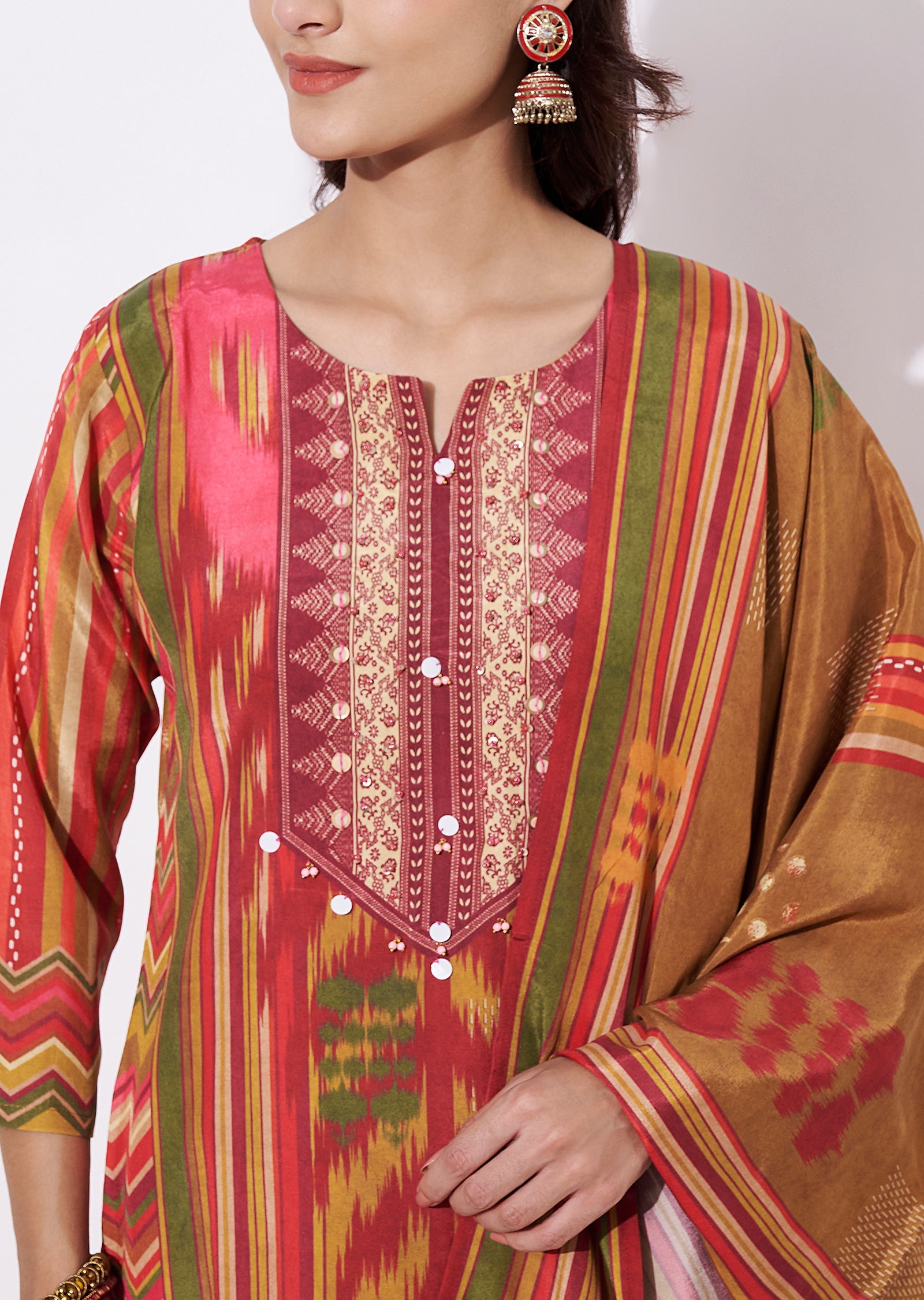 Mustard Dola Silk Straight cut suit