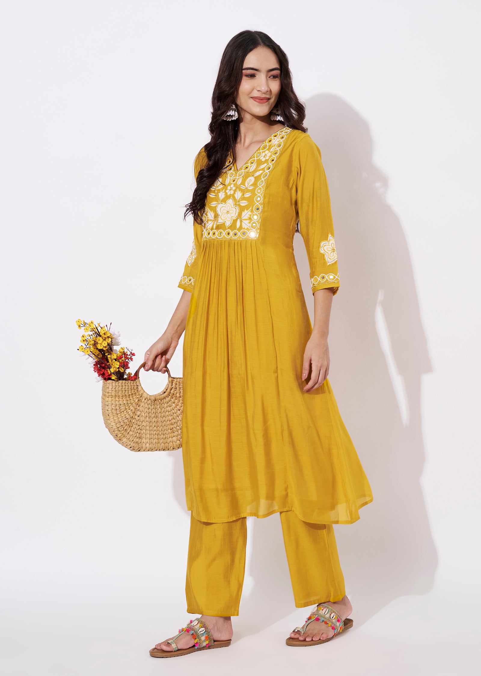 Yellow Russian Silk Straight cut set