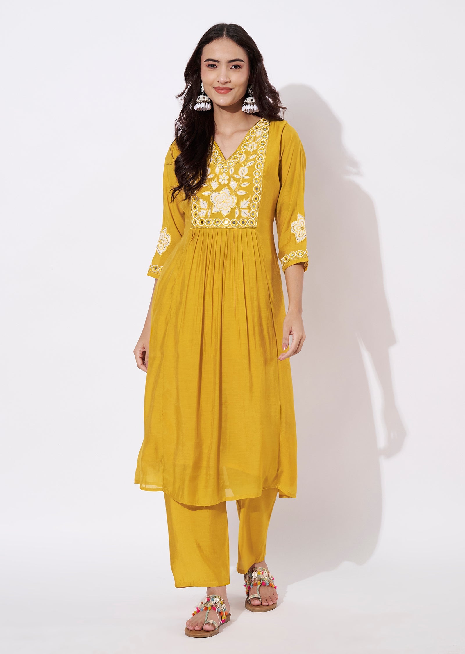 Yellow Russian Silk Straight cut set