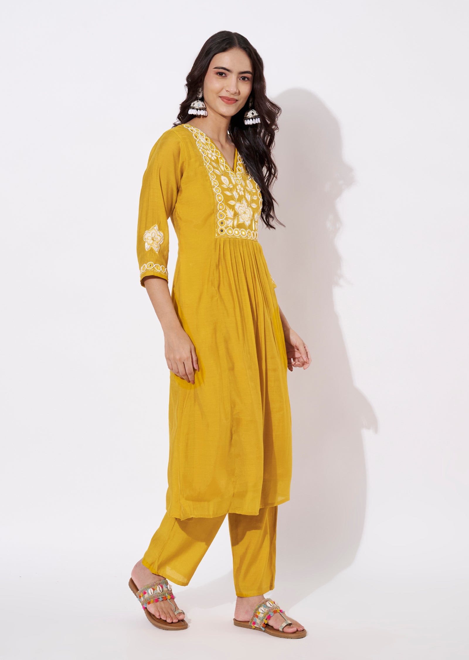 Yellow Russian Silk Straight cut set