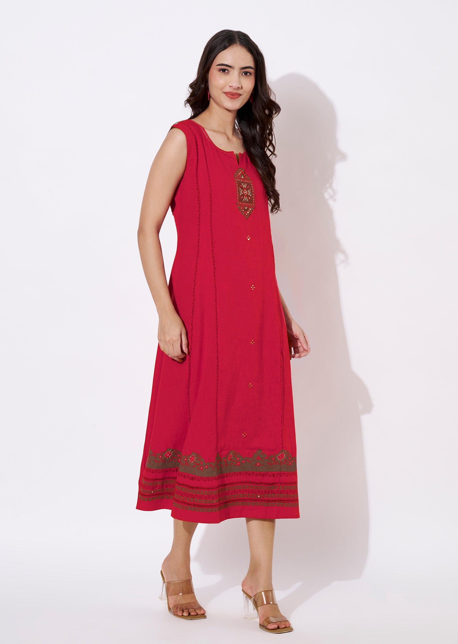 Rani Pink Gold Frock style kurti