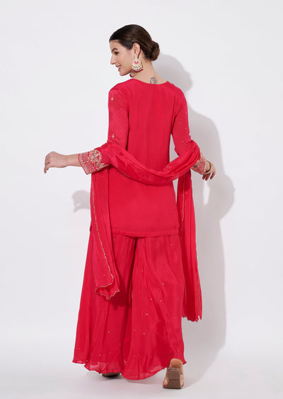 Pink Chinnon Sharara Set