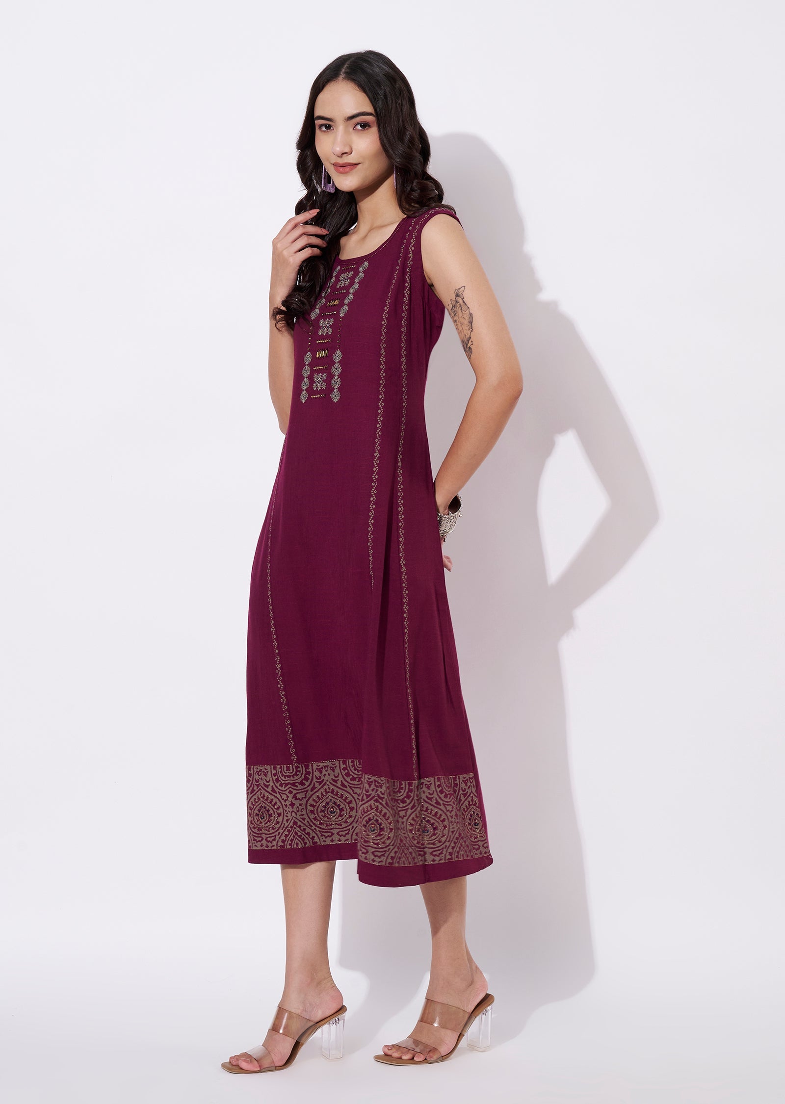 Magenta Gold Kurti