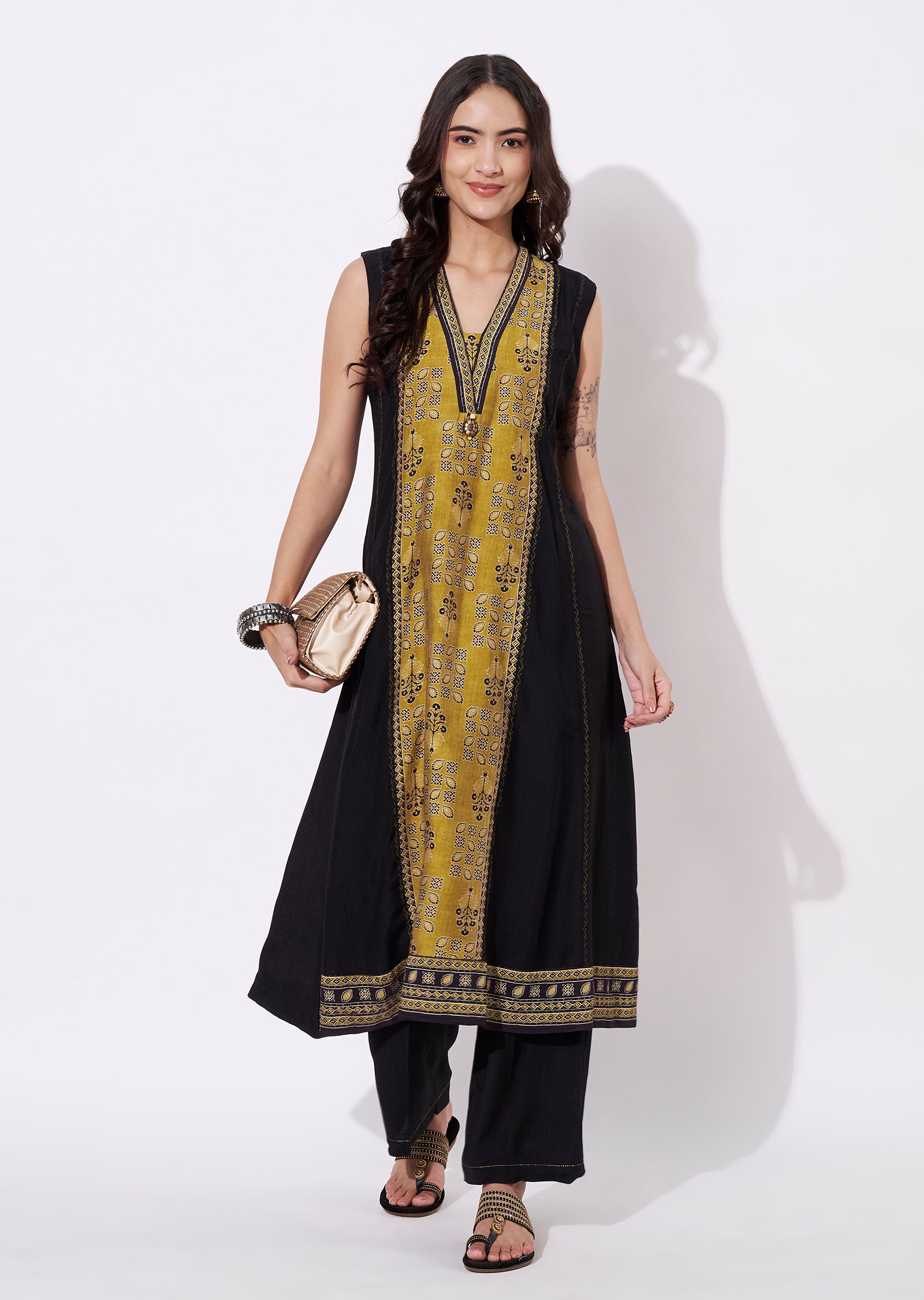 Black Gold Kurti Set