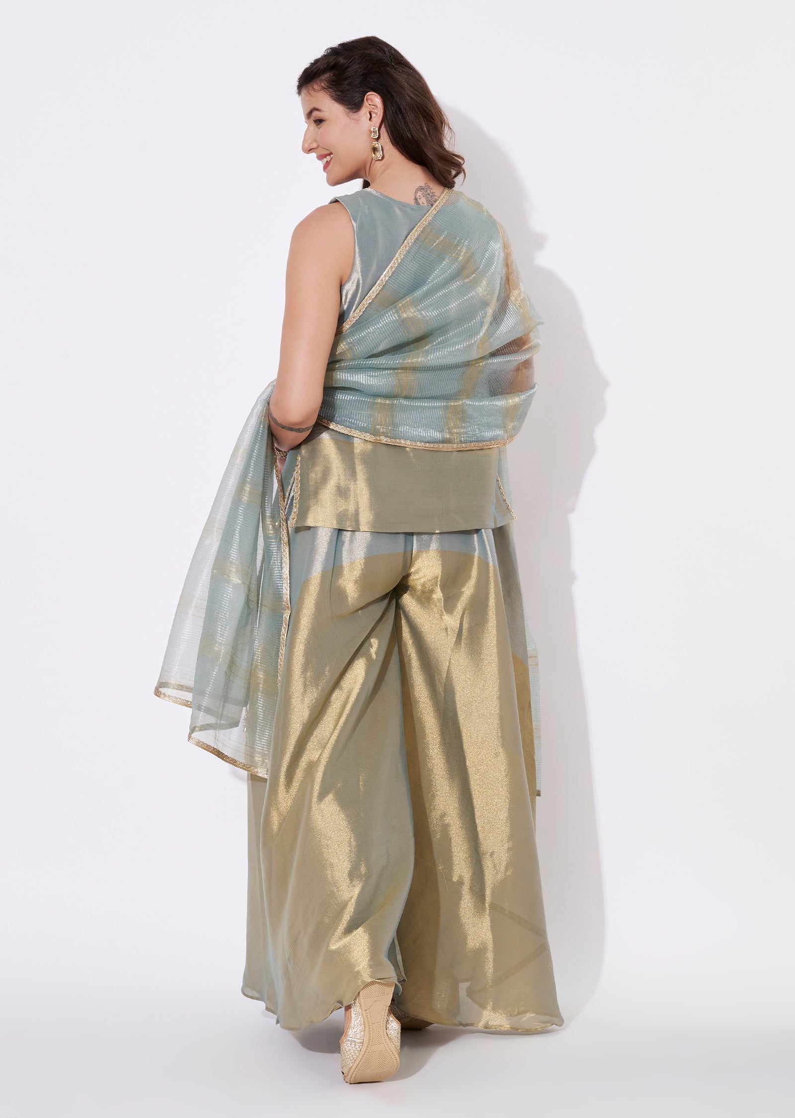 Two toned blue Tissue Sharara