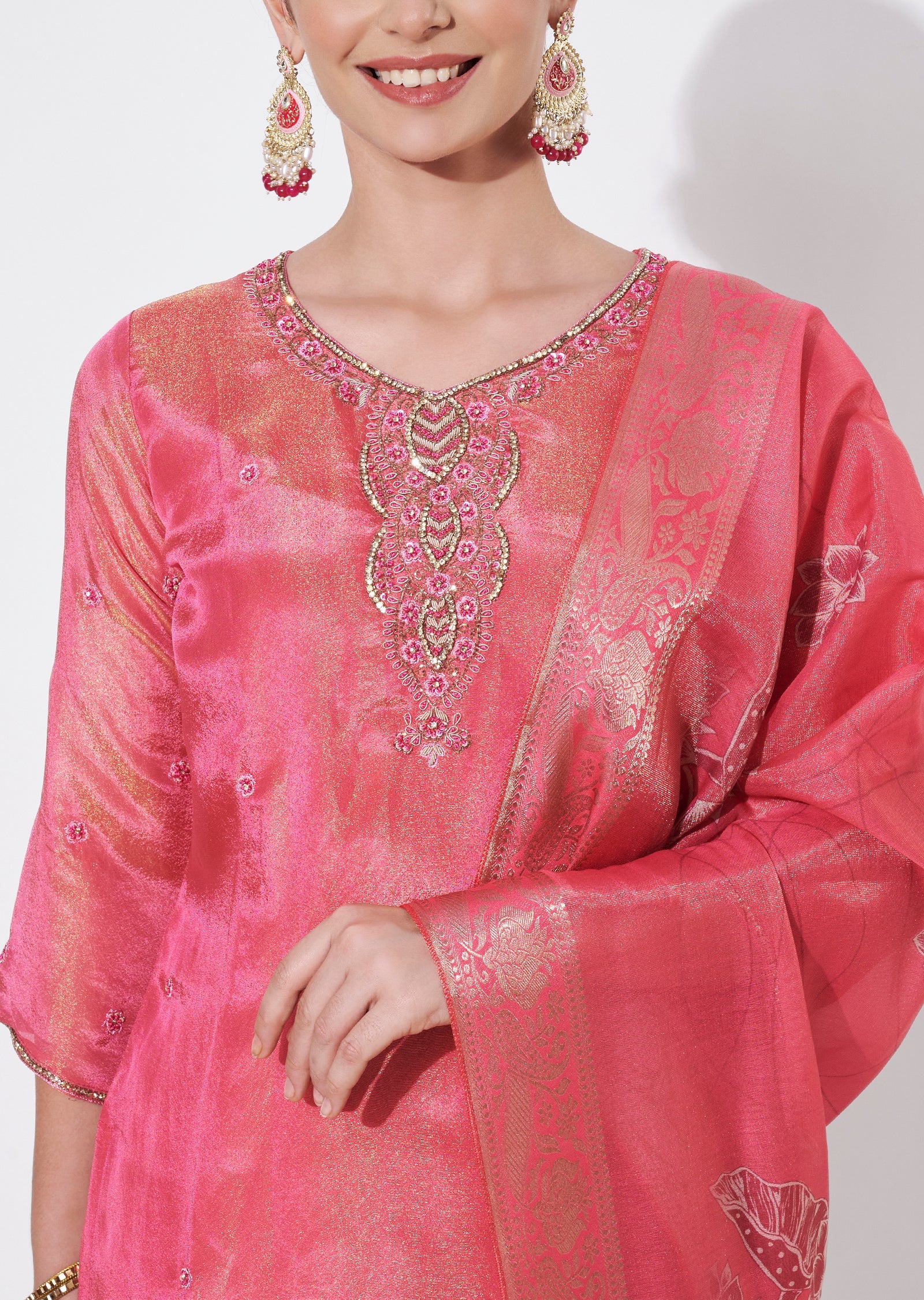 Pink Tissue Straight cut suit